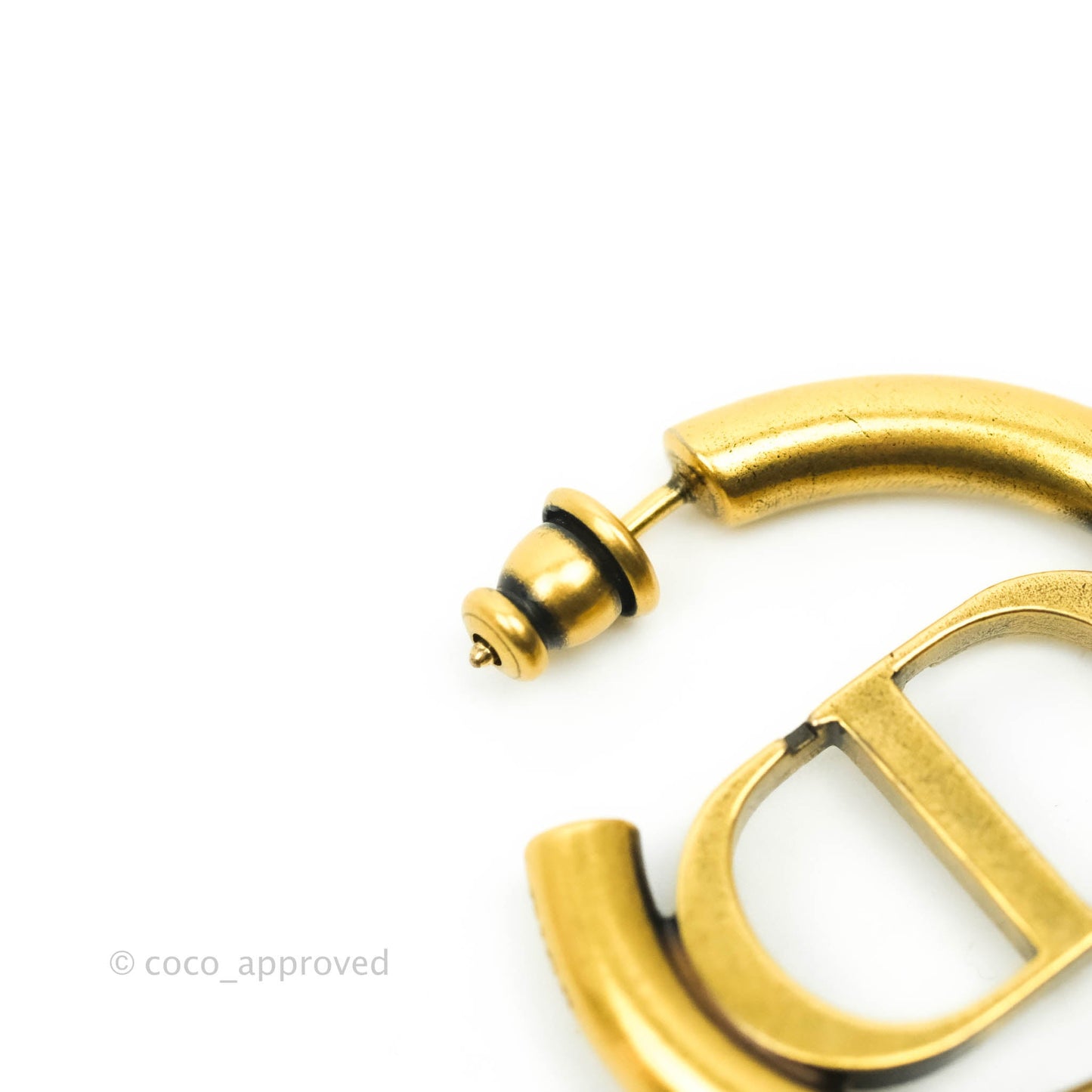 Christian Dior 30 Montaigne Hoop Earrings Antique Gold-Finish