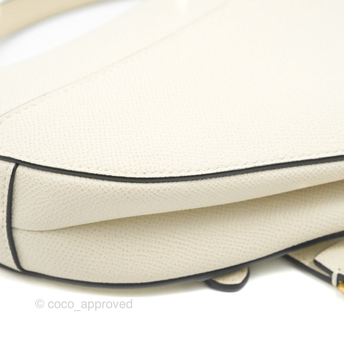 Christian Dior Mini Saddle Bag White Grained Calfskin Gold Hardware