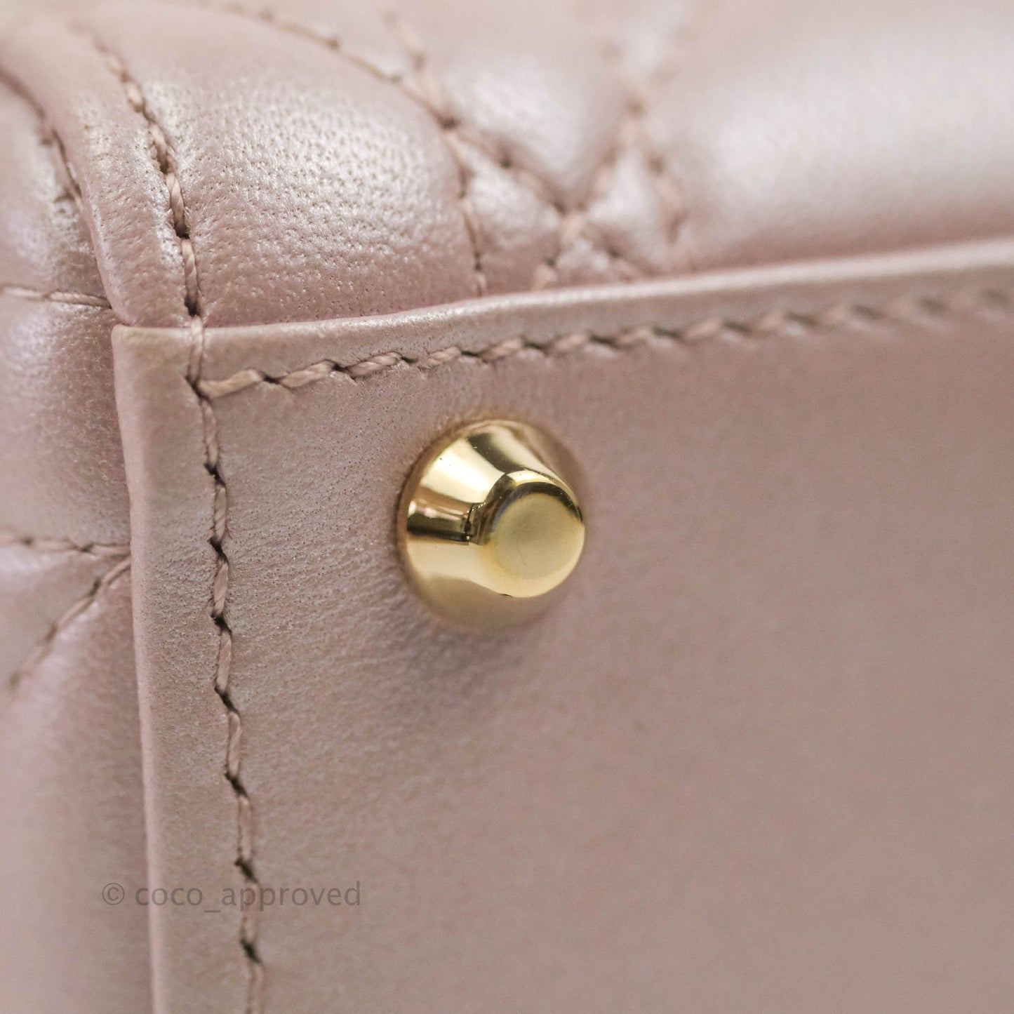 Christian Dior Cannage Mini Lady Dior Iridescent Light Pink Gold Hardware