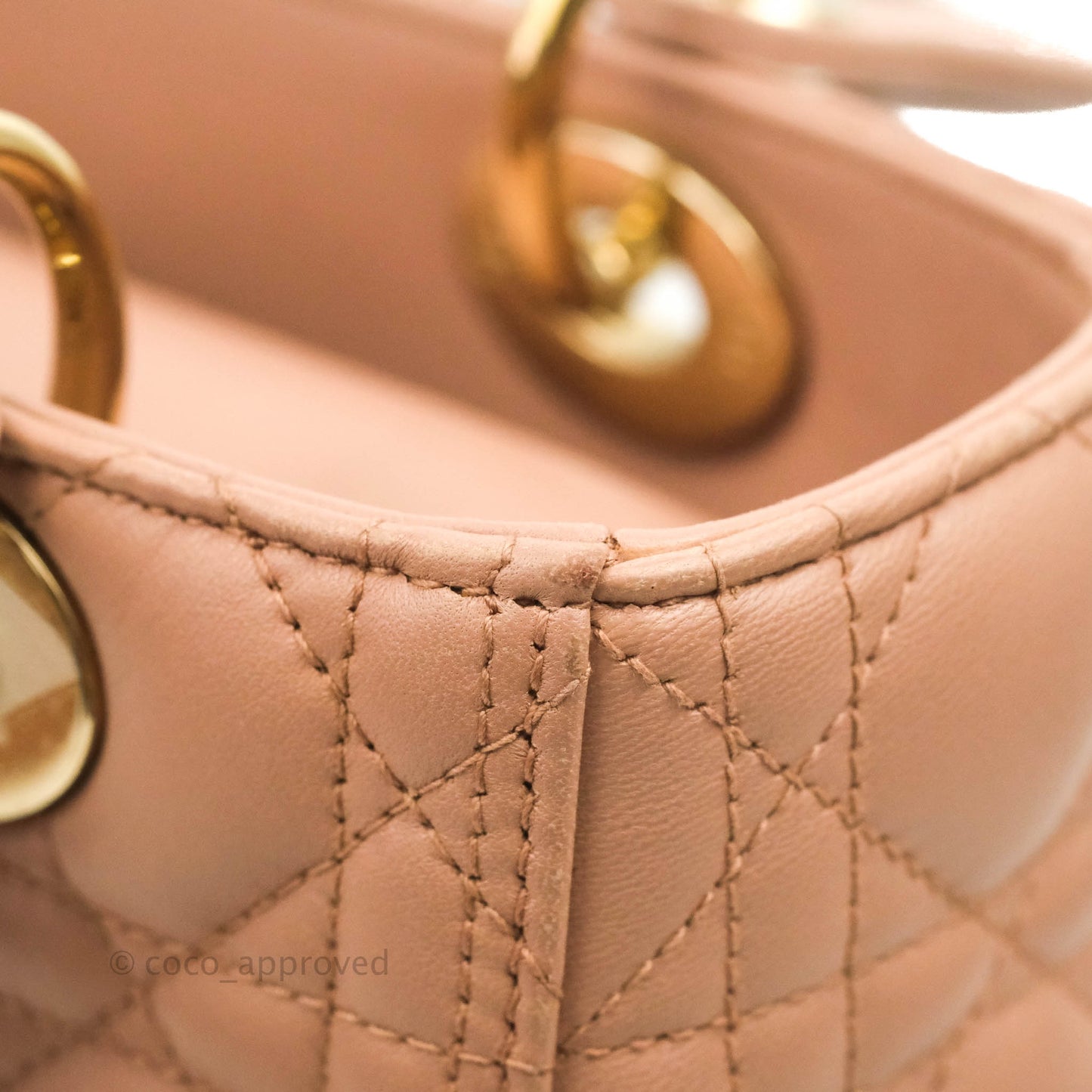 Christian Dior Medium Lady Dior Fard Blush Lambskin Gold Hardware