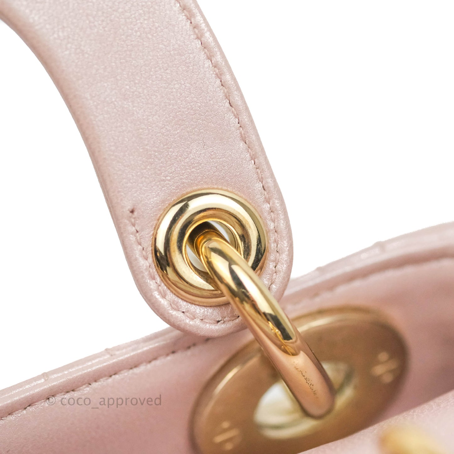 Christian Dior Cannage Mini Lady Dior Iridescent Light Pink Gold Hardware