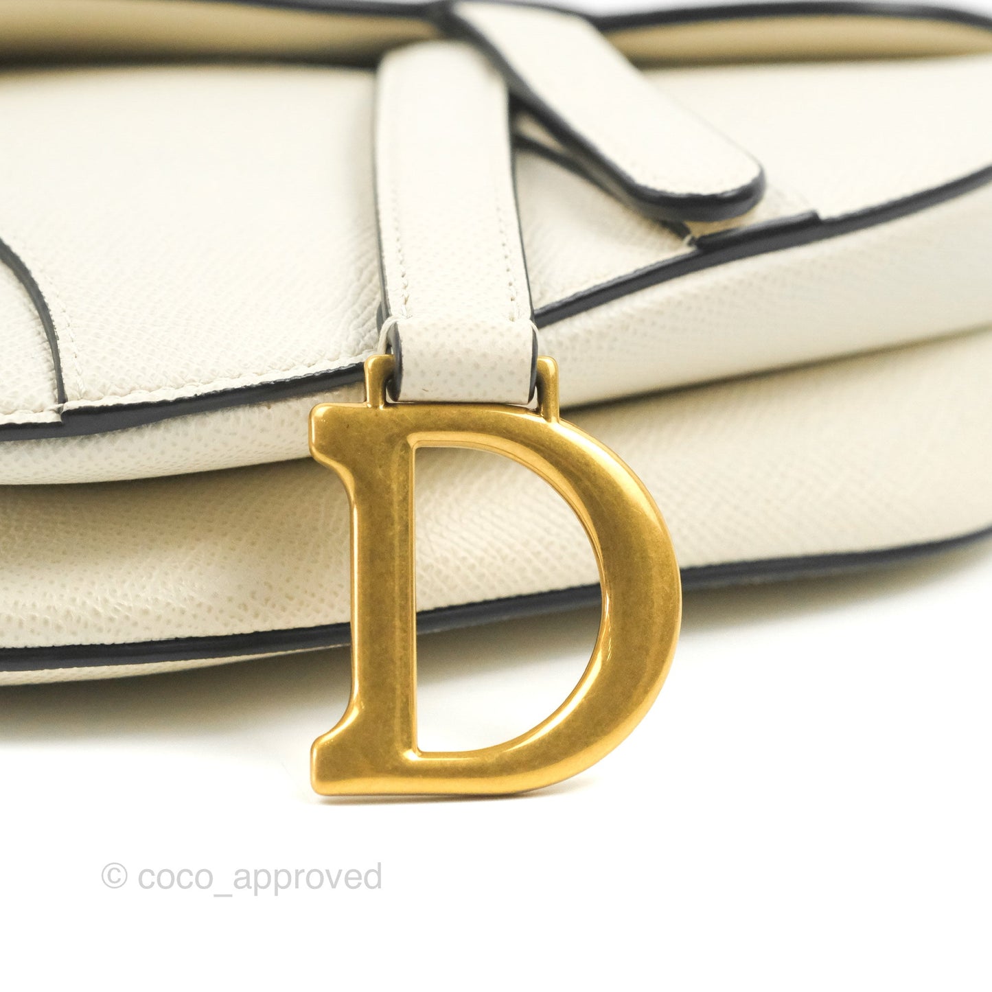 Christian Dior Mini Saddle Bag White Grained Calfskin Gold Hardware