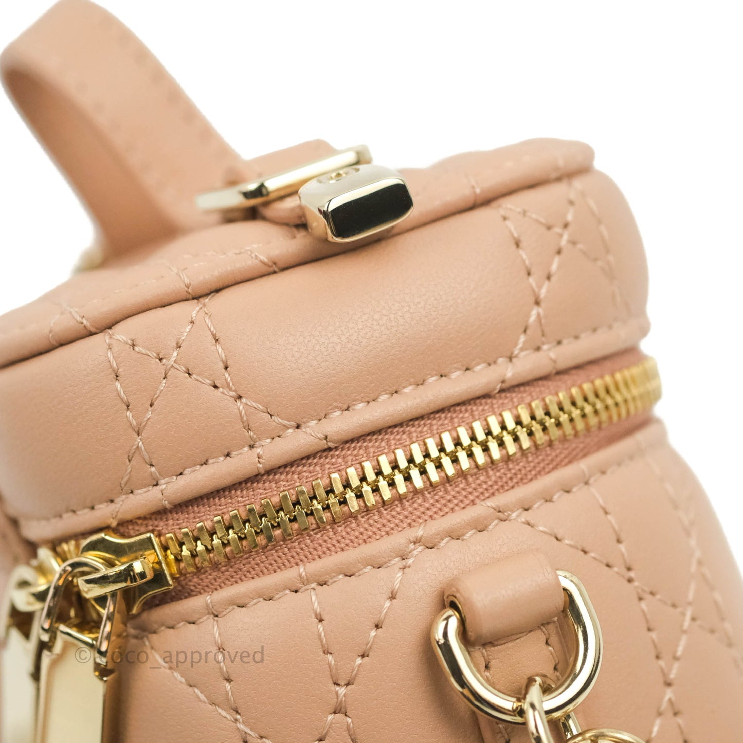 Christian Dior Micro Lady Dior Vanity Lambskin Rose De Ven Cannage Lambskin