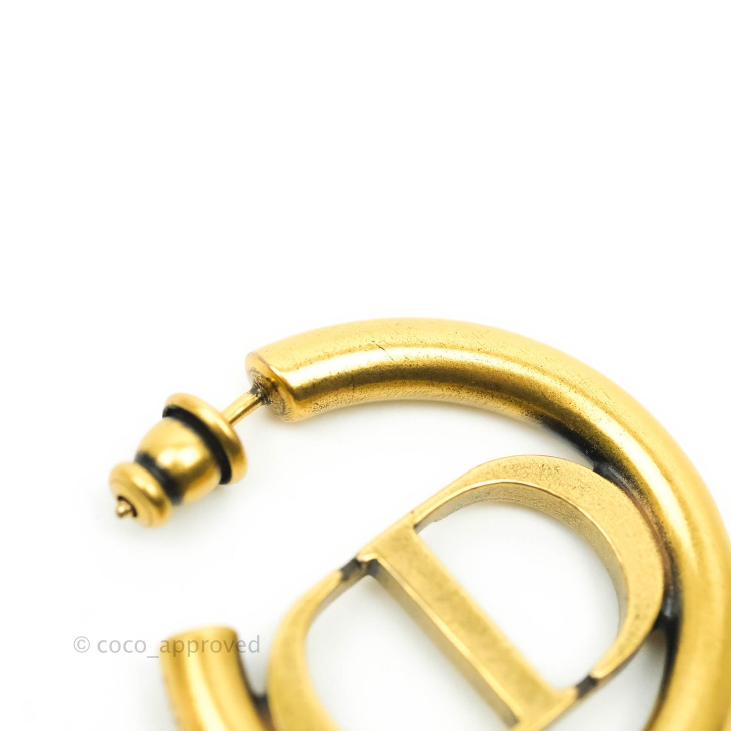 Christian Dior 30 Montaigne Hoop Earrings Antique Gold-Finish