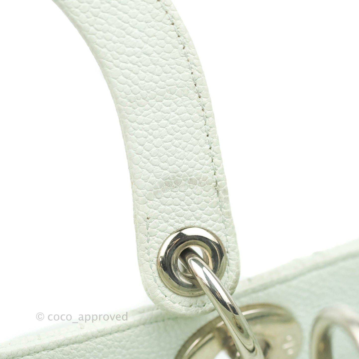 Christian Dior Medium Lady Dior Light Mint Grained Leather Silver Hardware