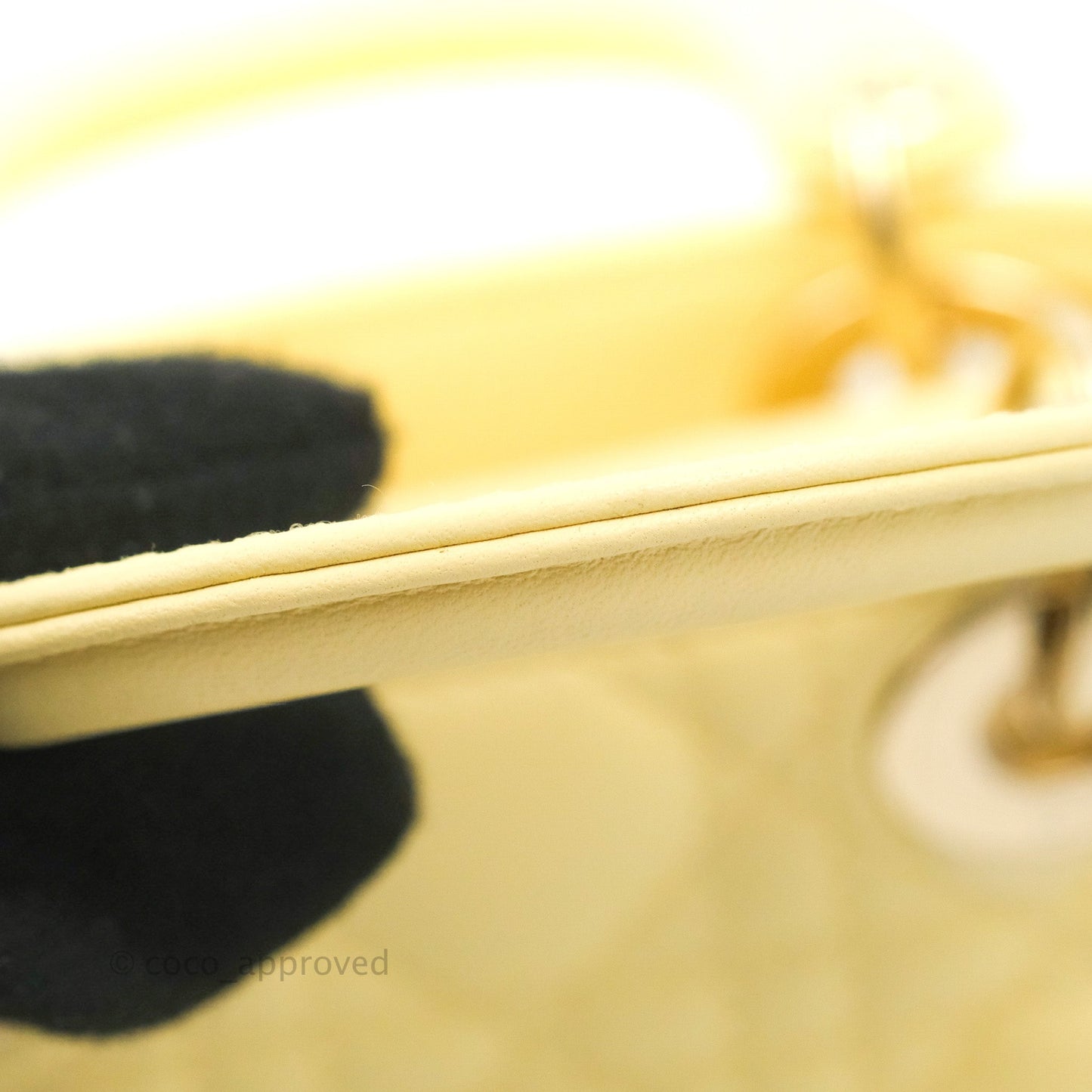 Christian Dior Micro Lady Dior Cannage Pale Yellow Lambskin Gold Hardware
