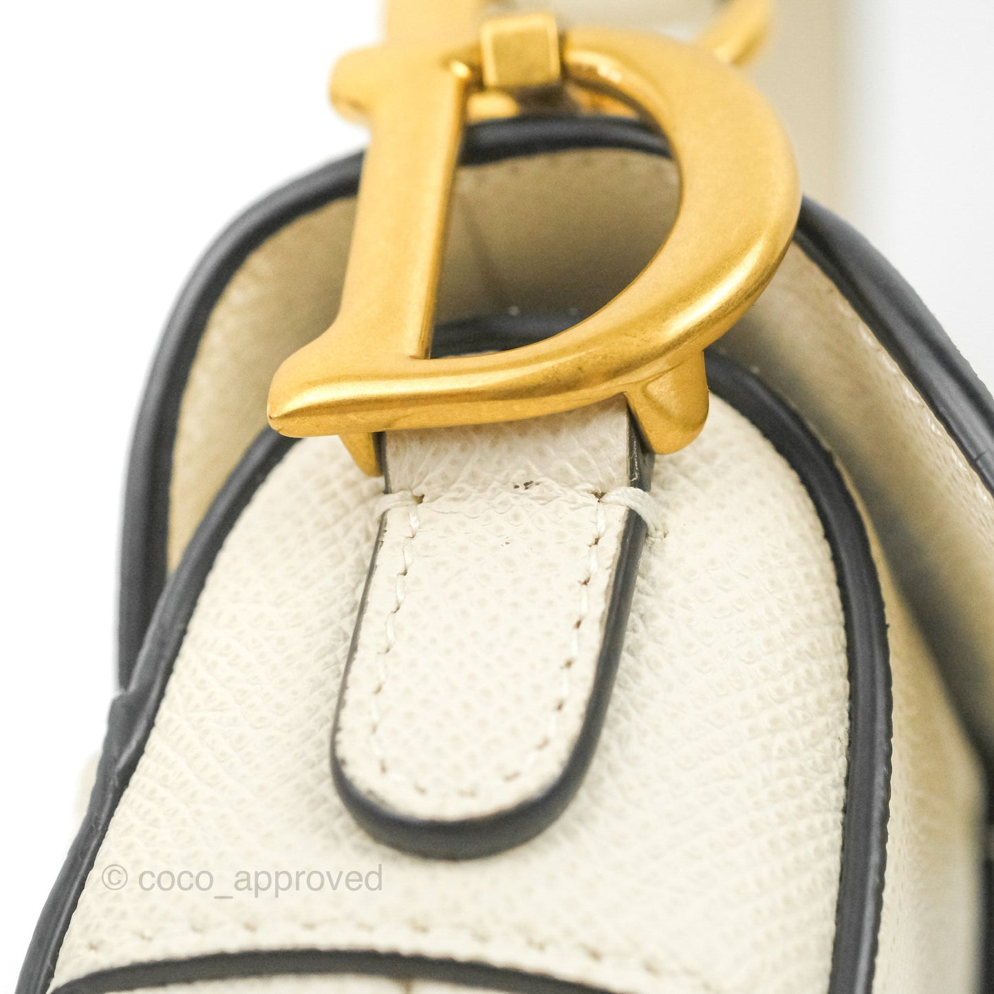 Christian Dior Mini Saddle Bag White Grained Calfskin Gold Hardware