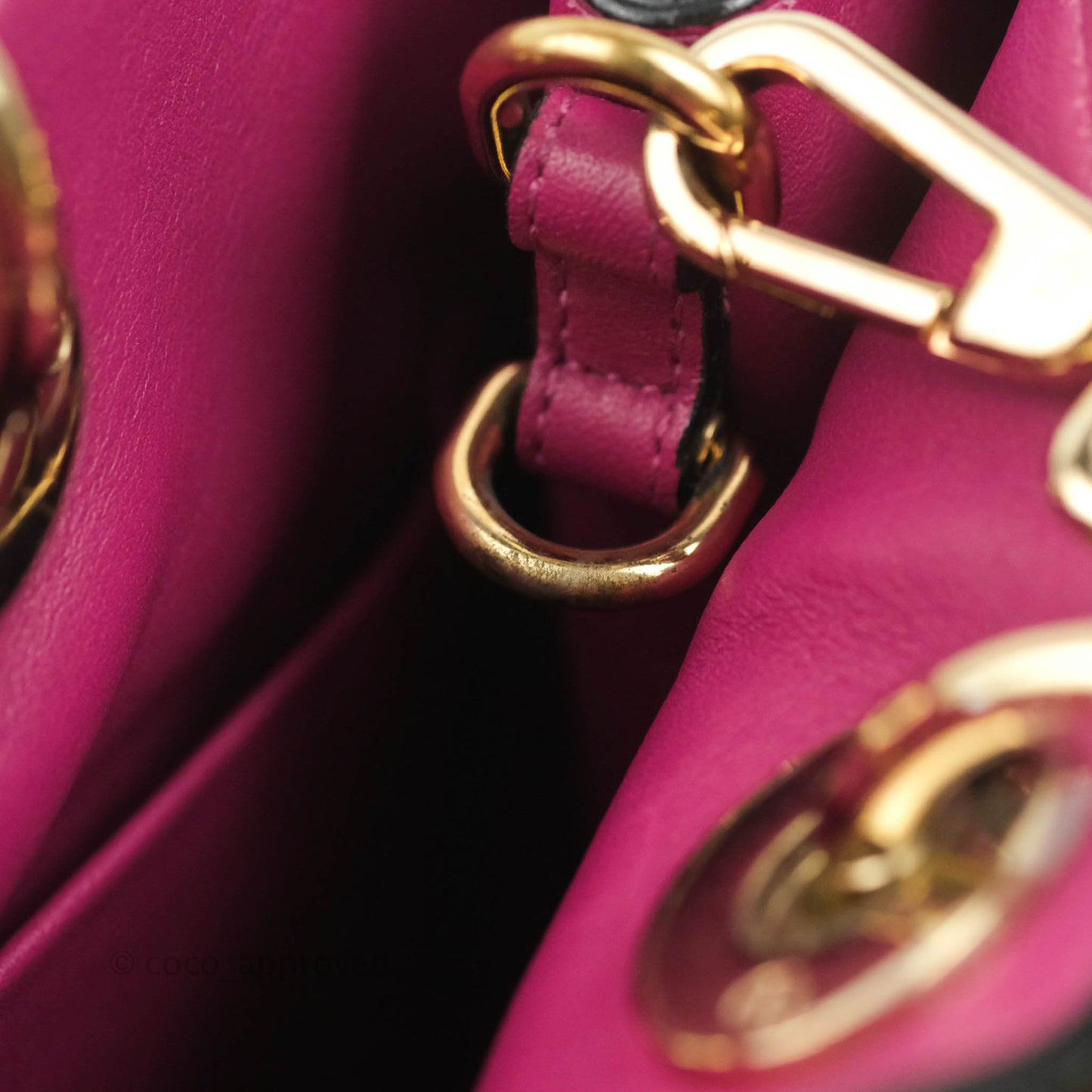 Christian Dior Medium Diorissimo Bag Black Fuchsia Grained Calfskin Gold Hardware