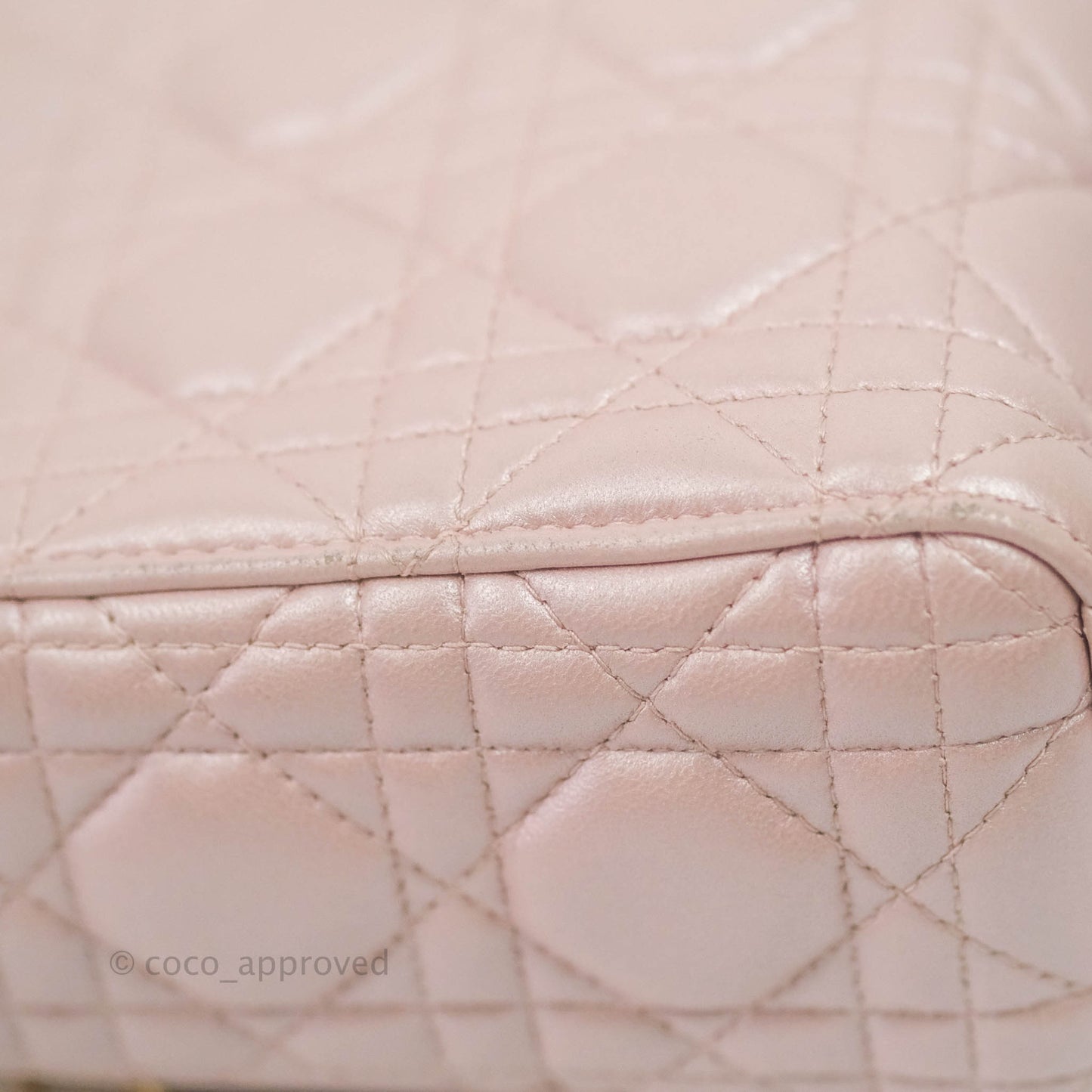 Christian Dior Cannage Mini Lady Dior Iridescent Light Pink Gold Hardware