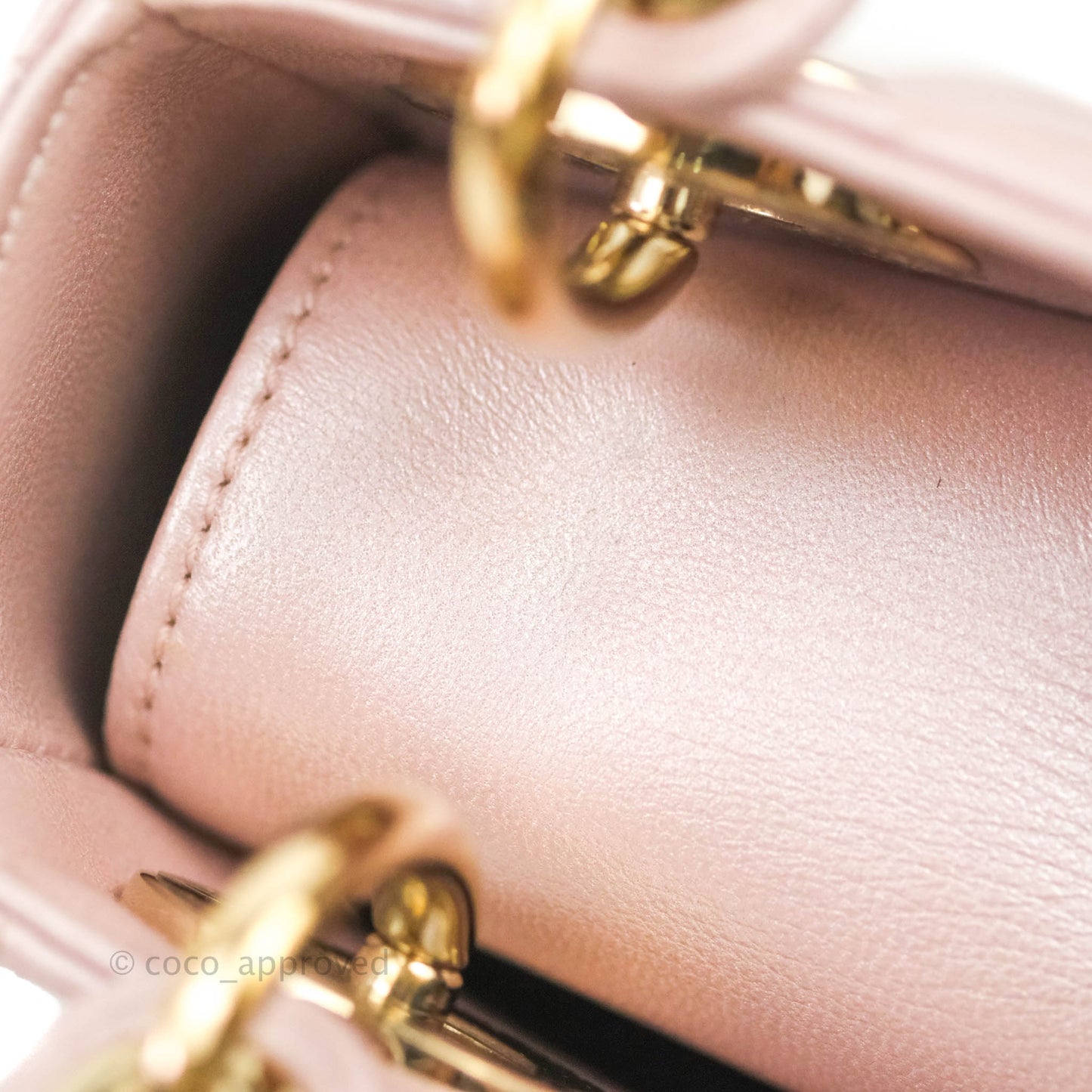 Christian Dior Cannage Mini Lady Dior Iridescent Light Pink Gold Hardware
