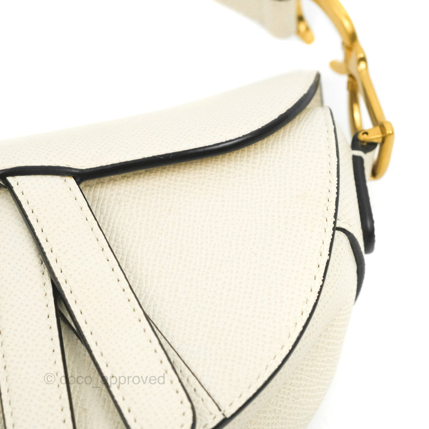 Christian Dior Mini Saddle Bag White Grained Calfskin Gold Hardware