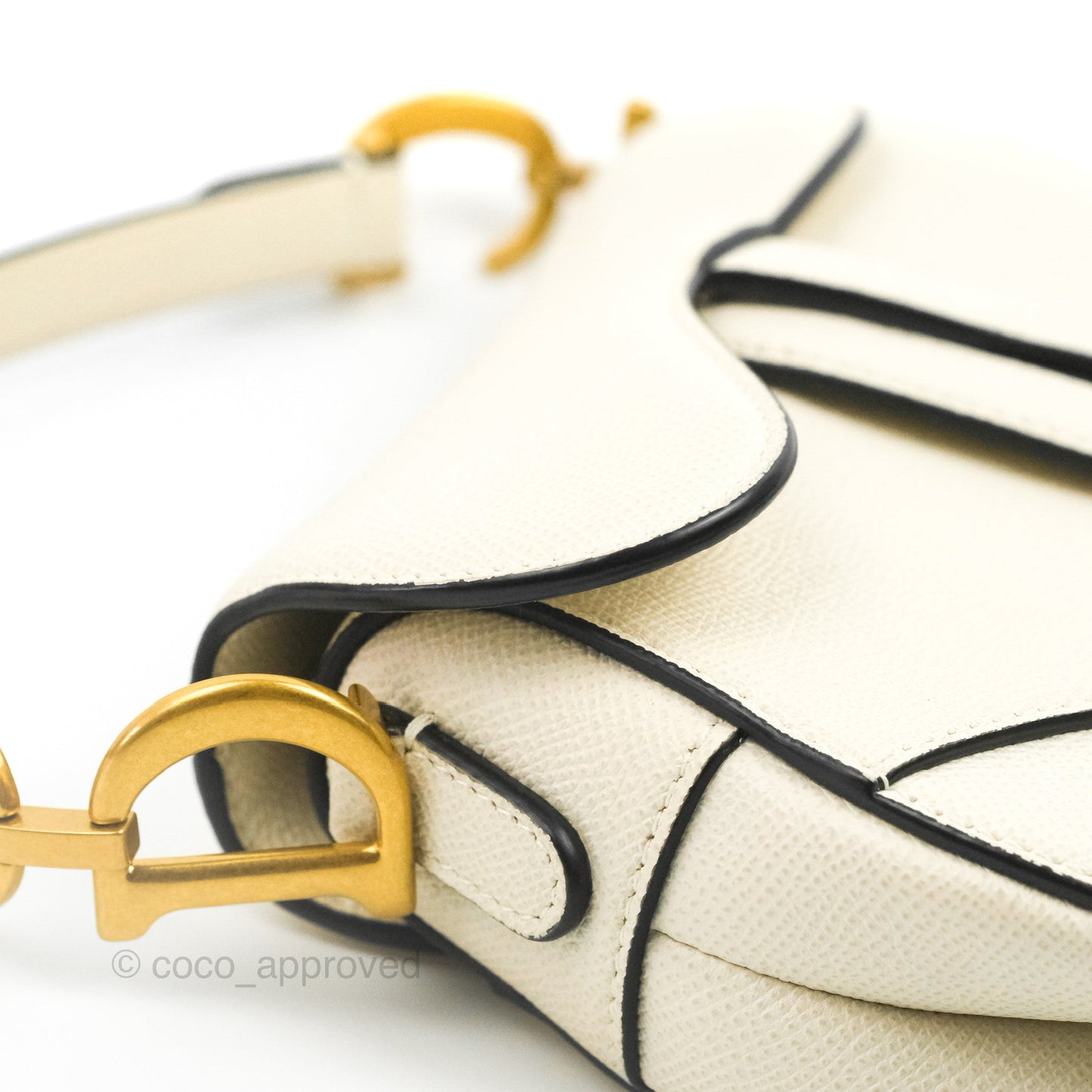 Christian Dior Mini Saddle Bag White Grained Calfskin Gold Hardware