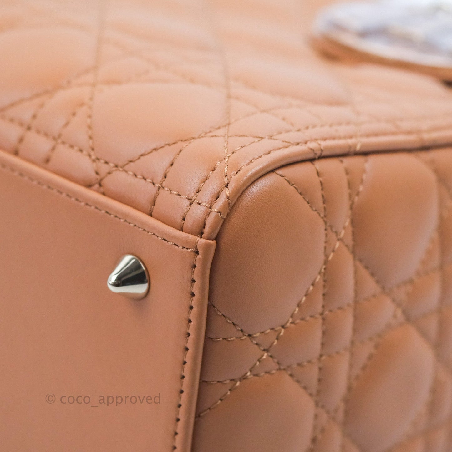 Christian Dior Medium Lady Dior Caramel Lambskin Gold Hardware