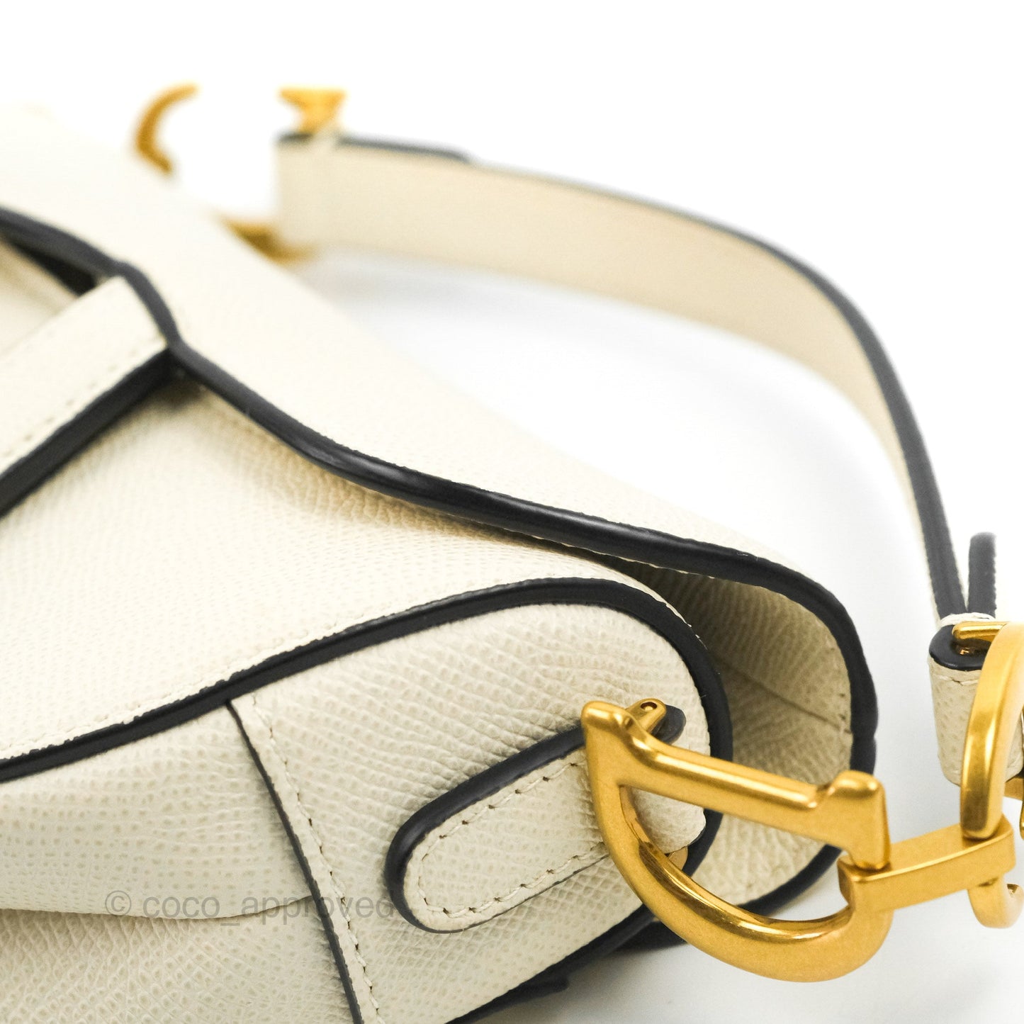 Christian Dior Mini Saddle Bag White Grained Calfskin Gold Hardware