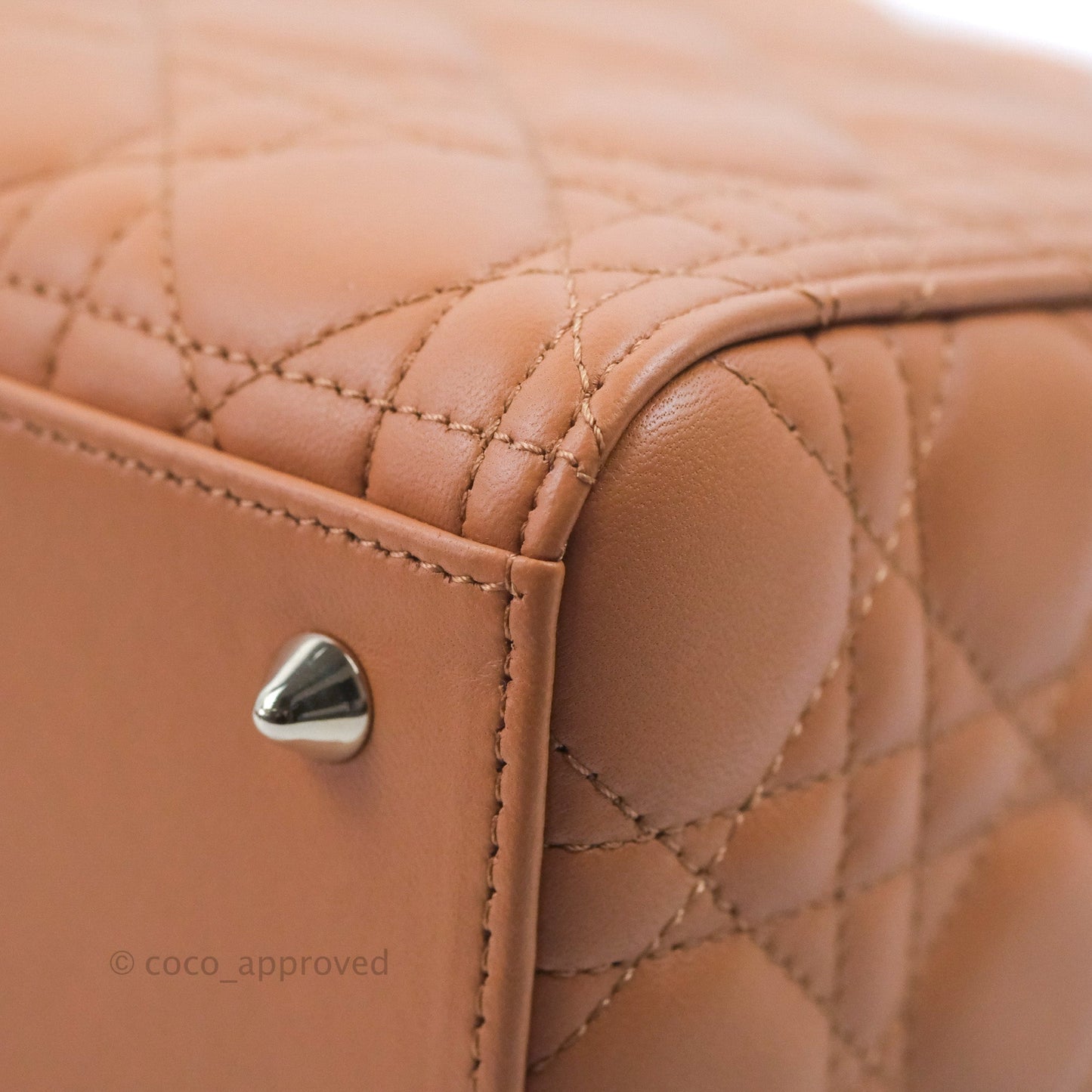 Christian Dior Medium Lady Dior Caramel Lambskin Gold Hardware