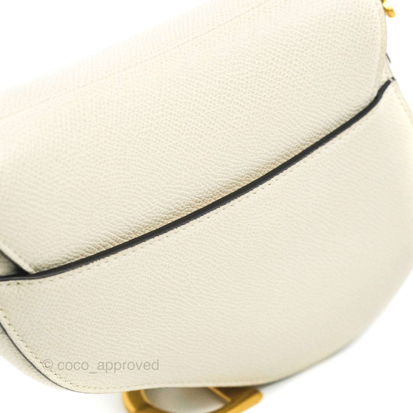 Christian Dior Mini Saddle Bag White Grained Calfskin Gold Hardware