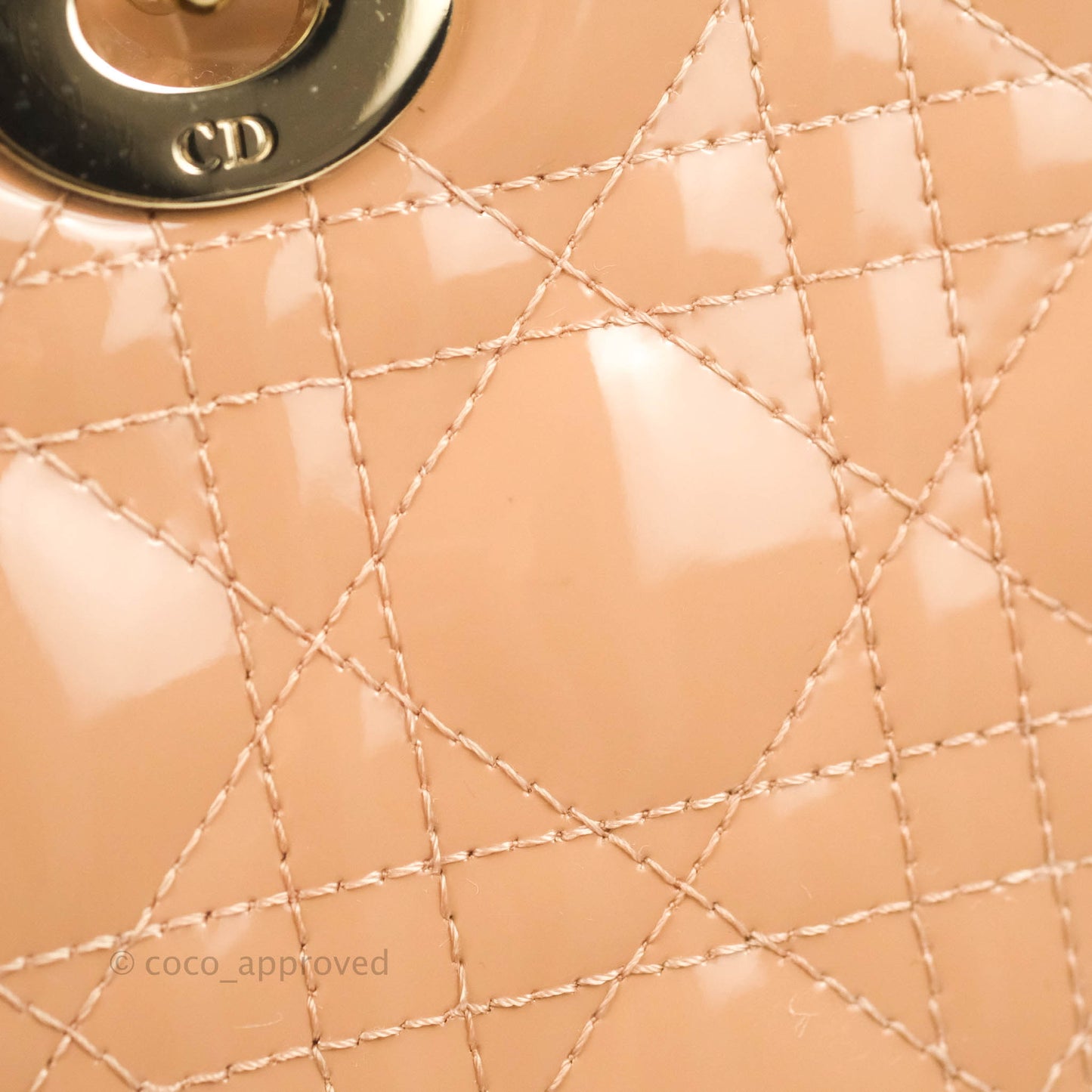 Christian Dior Medium Lady Dior Blush Patent Gold Hardware
