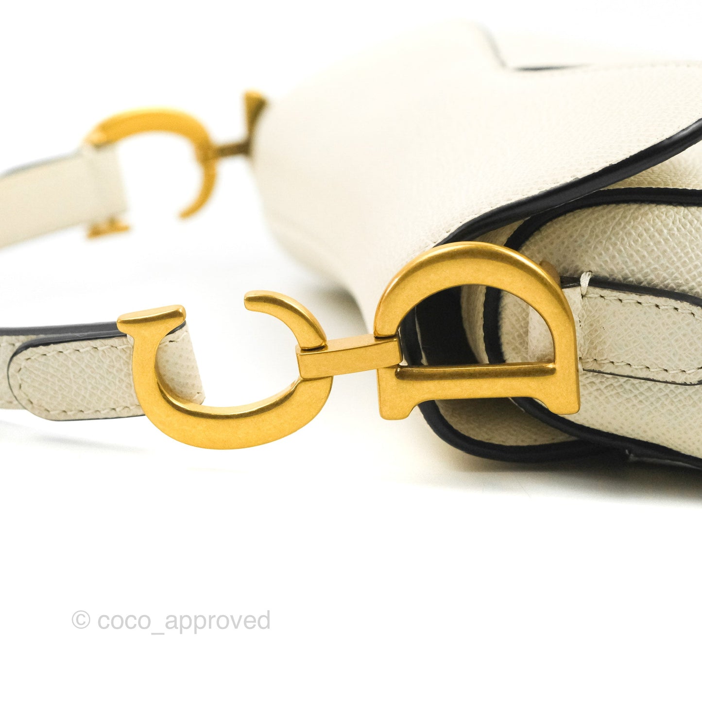 Christian Dior Mini Saddle Bag White Grained Calfskin Gold Hardware