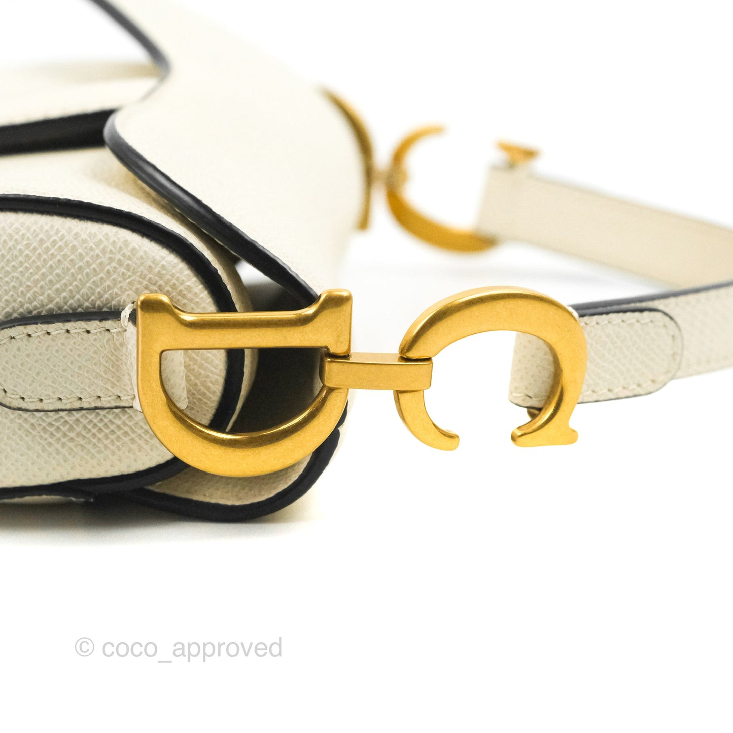 Christian Dior Mini Saddle Bag White Grained Calfskin Gold Hardware