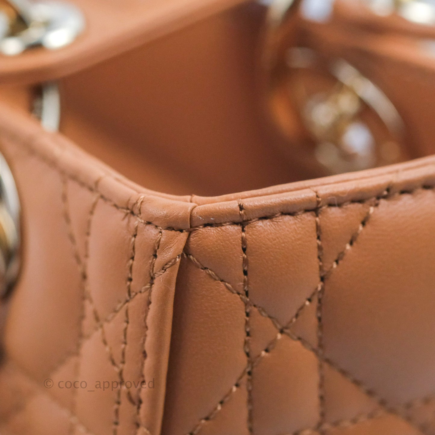 Christian Dior Medium Lady Dior Caramel Lambskin Gold Hardware