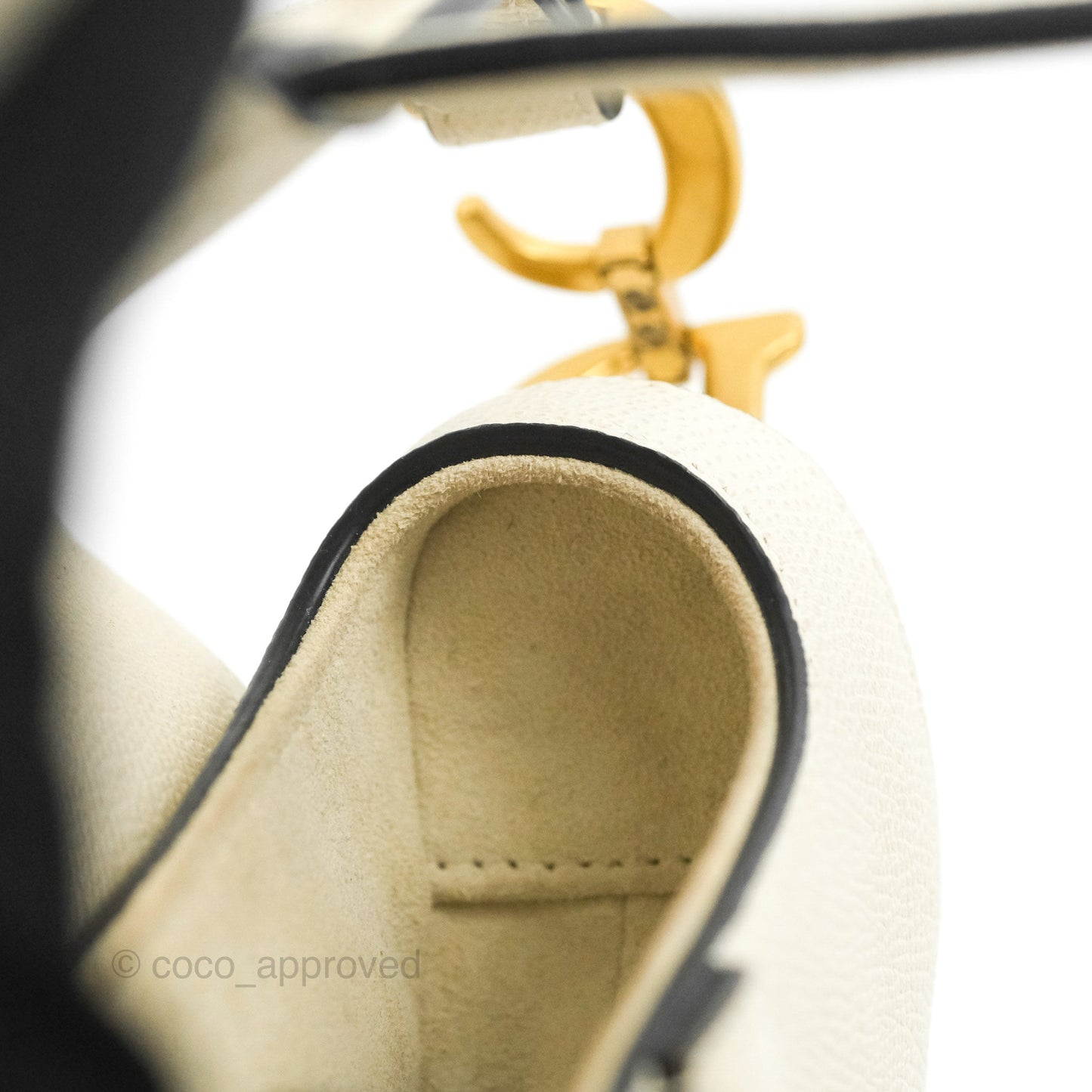 Christian Dior Mini Saddle Bag White Grained Calfskin Gold Hardware
