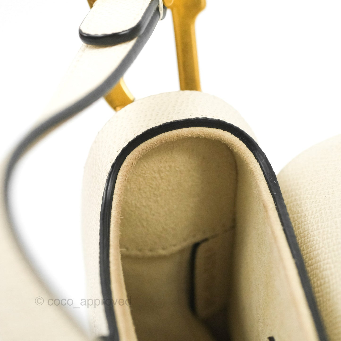 Christian Dior Mini Saddle Bag White Grained Calfskin Gold Hardware