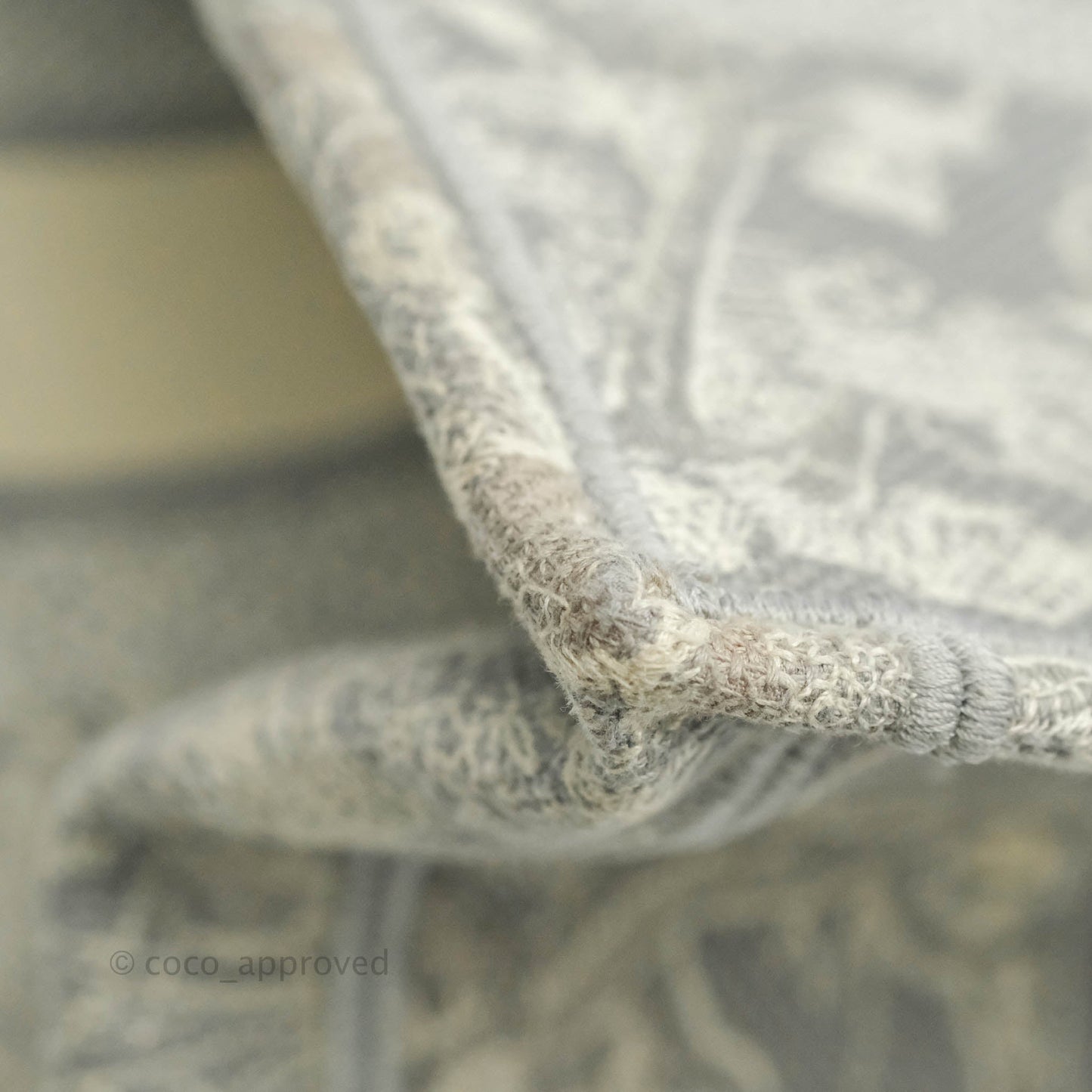 Christian Dior Medium (Old Small) Embroidered Toile De Jouy Light Grey Canvas Book Tote