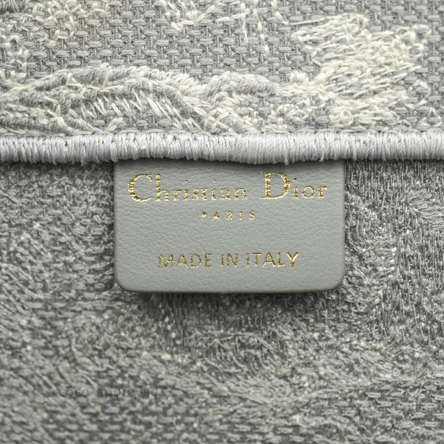 Christian Dior Medium (Old Small) Embroidered Toile De Jouy Light Grey Canvas Book Tote