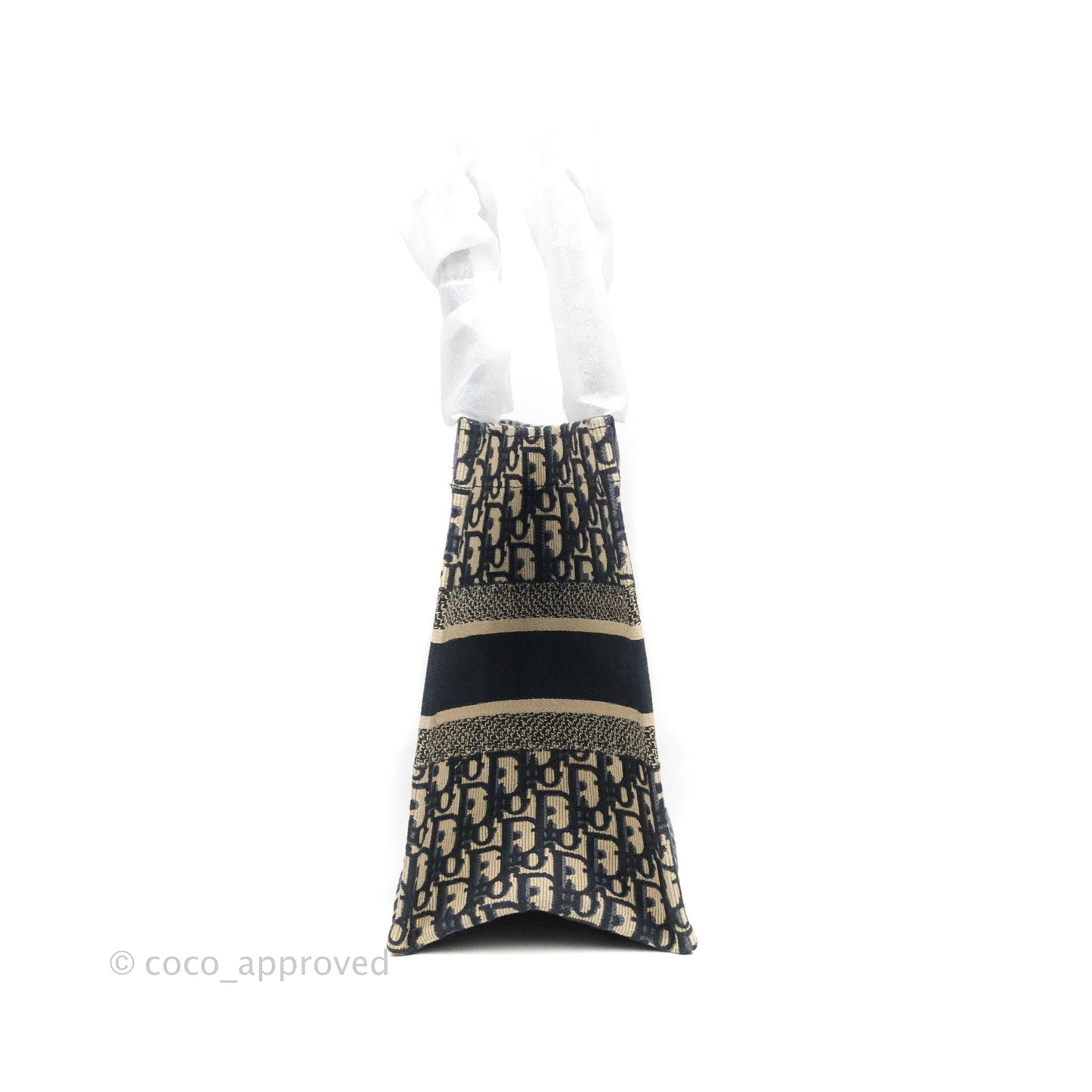 Christian Dior Medium (Old Small) Dior Navy Oblique Embroidery Canvas Book Tote