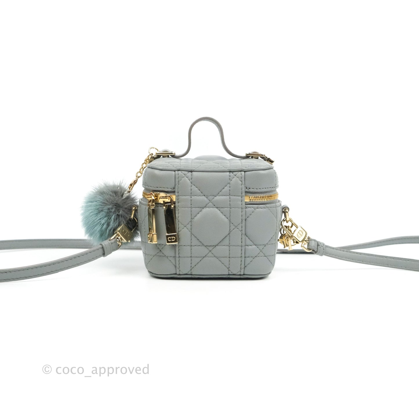 Christian Dior Micro Lady Dior Vanity Case Cloud Blue Cannage Lambskin