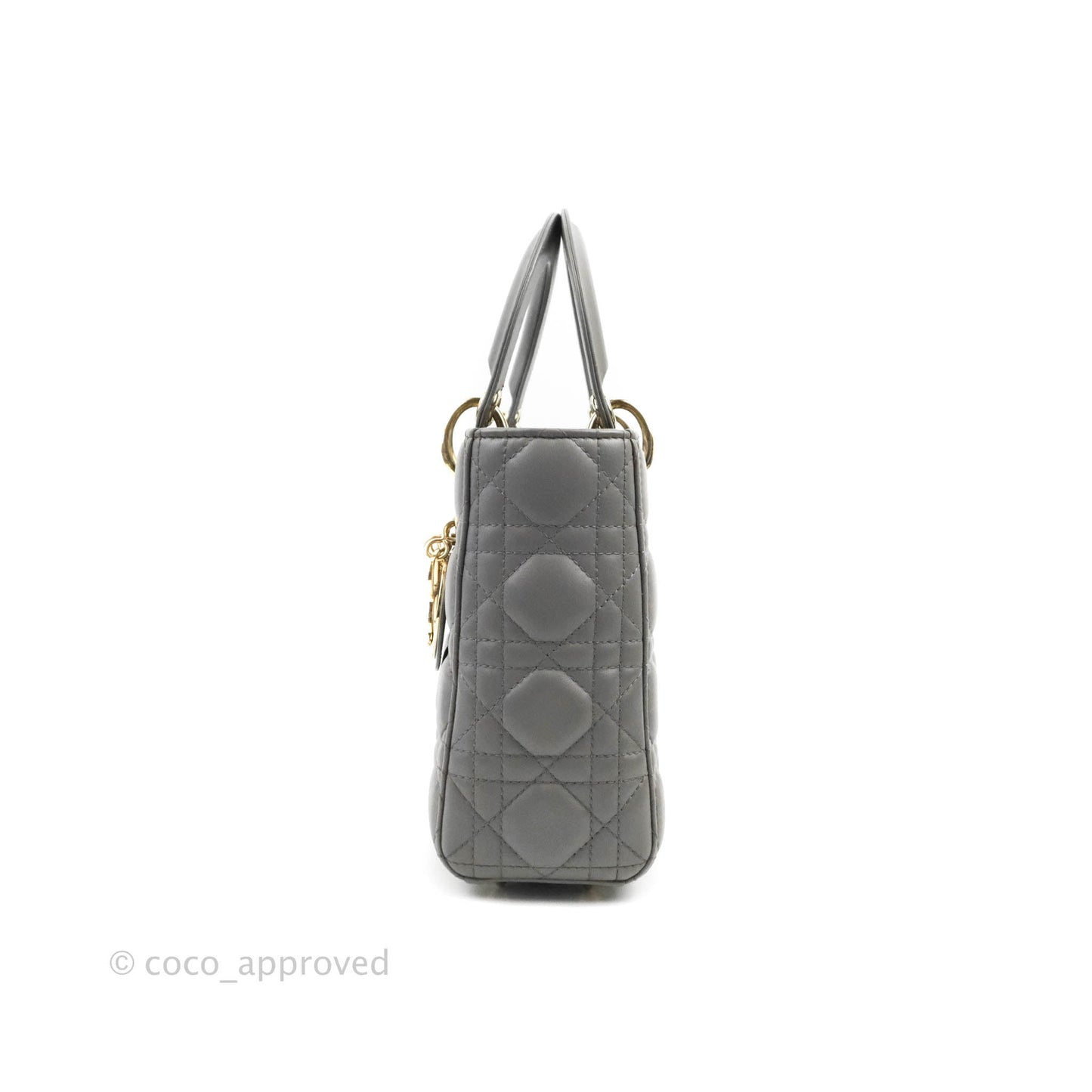 Christian Dior Lambskin My ABCDior Lady Dior Grey Gold Hardware