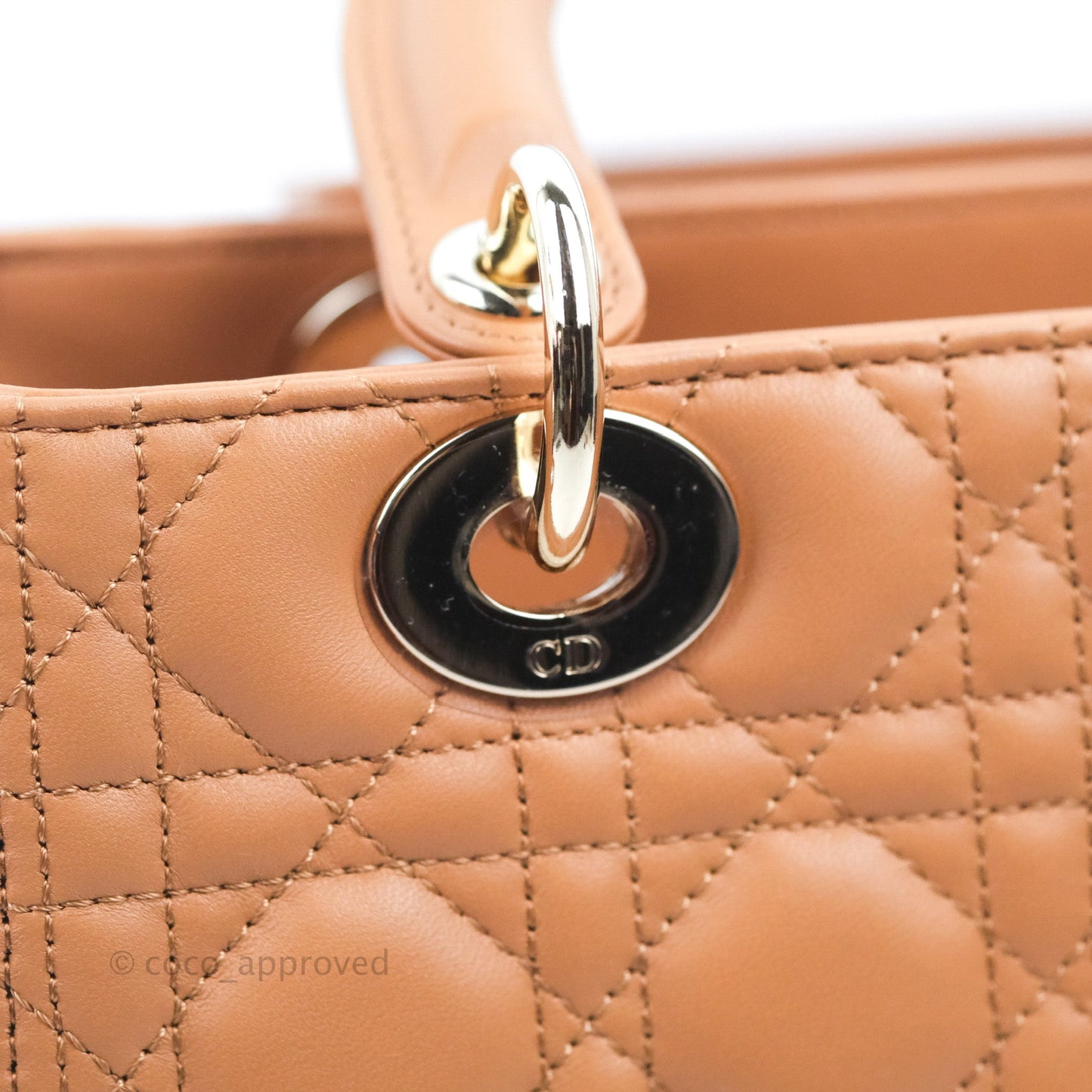 Christian Dior Medium Lady Dior Caramel Lambskin Gold Hardware