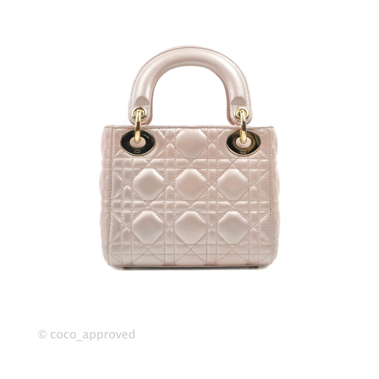Christian Dior Mini Lady Dior Iridescent Light Pink Cannage Gold Hardware