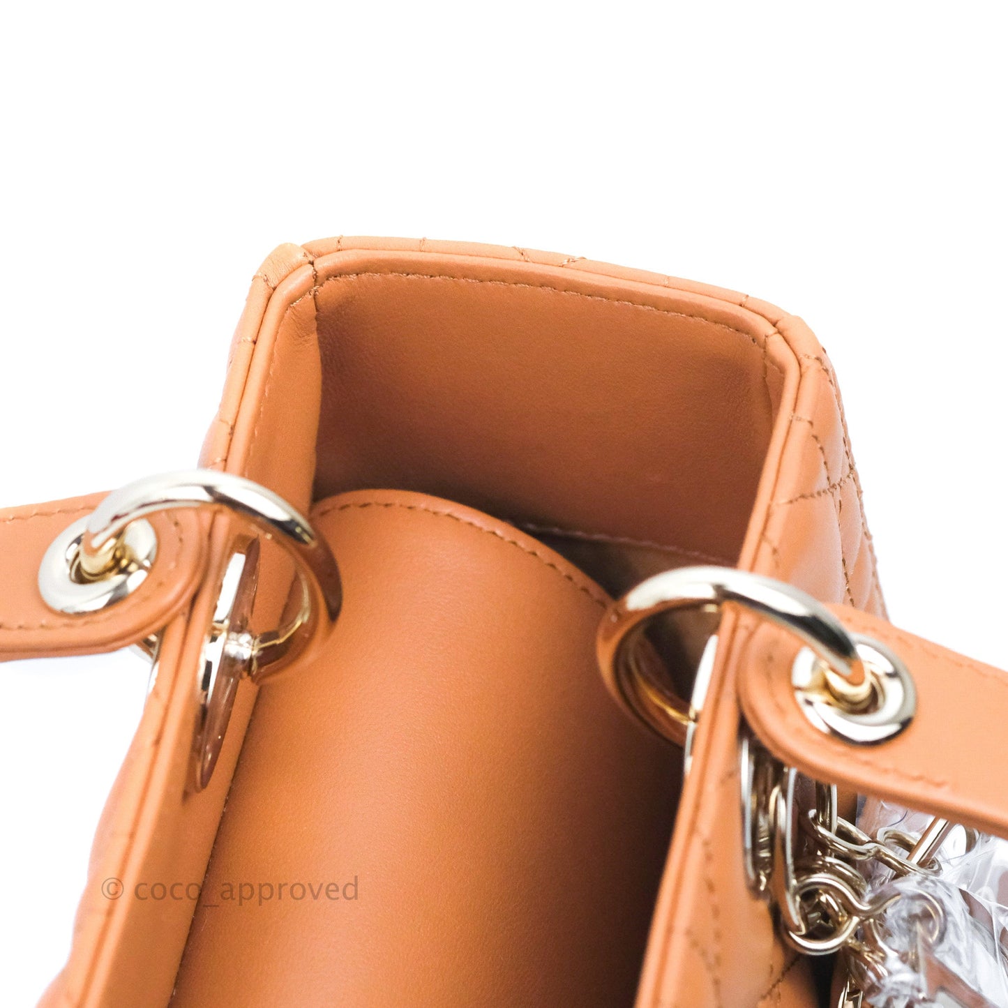 Christian Dior Medium Lady Dior Caramel Lambskin Gold Hardware