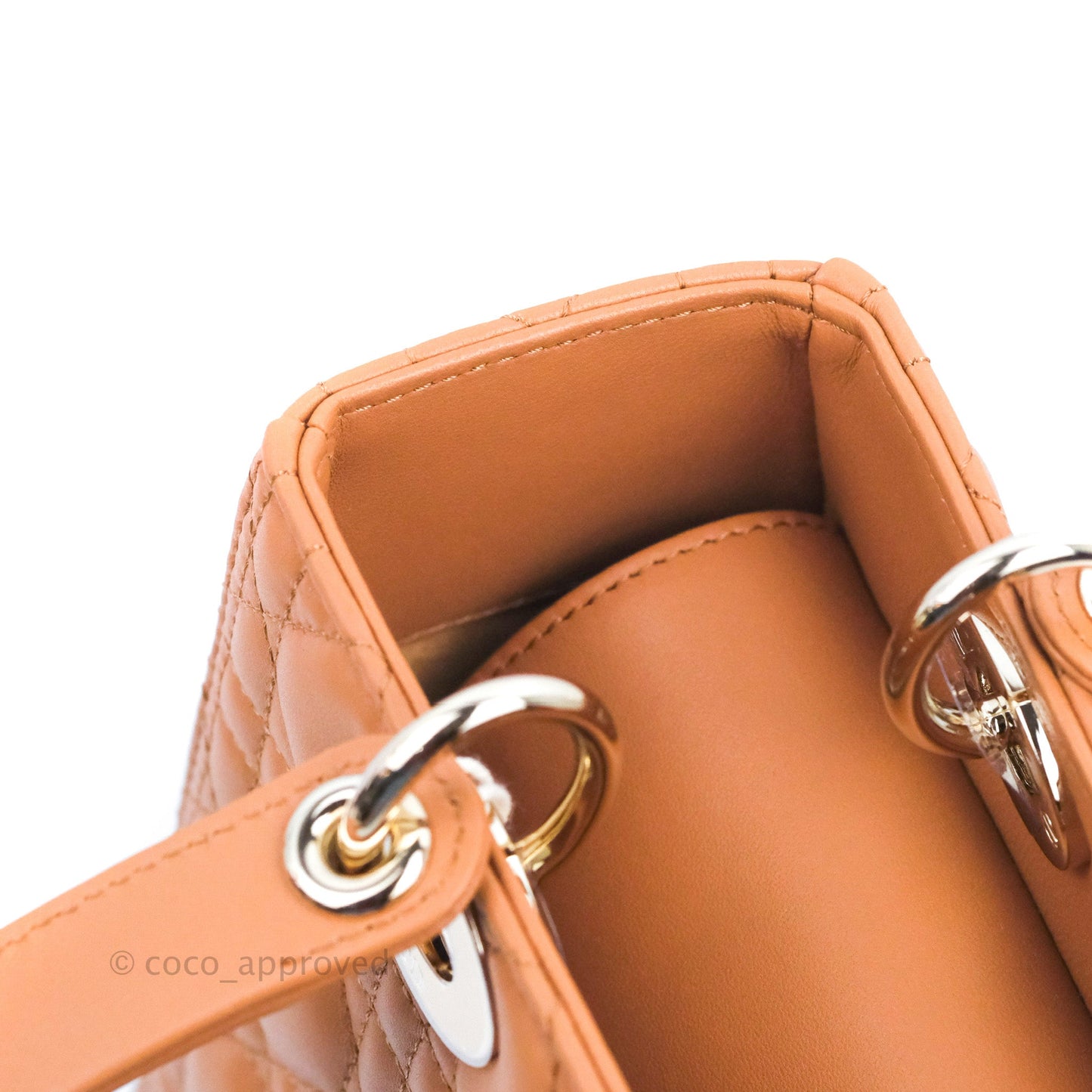 Christian Dior Medium Lady Dior Caramel Lambskin Gold Hardware