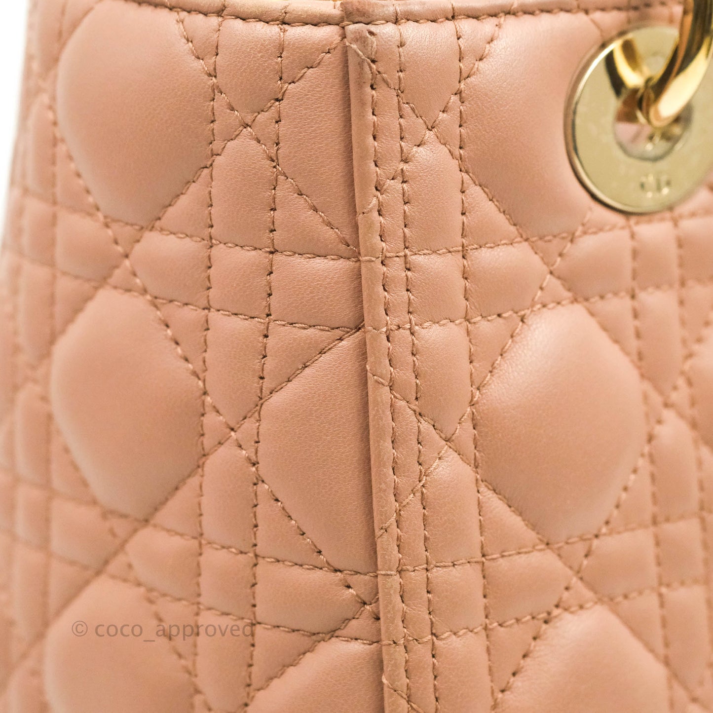 Christian Dior Medium Lady Dior Fard Blush Lambskin Gold Hardware