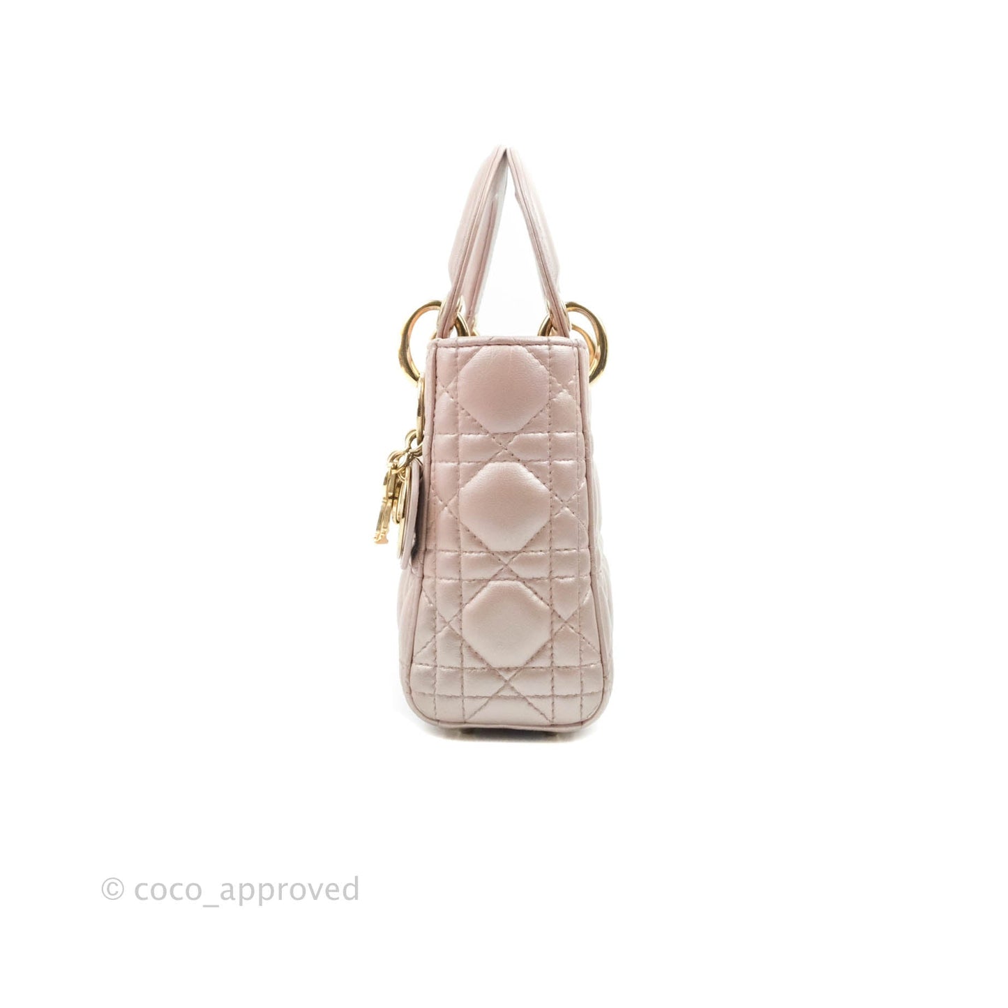 Christian Dior Mini Lady Dior Iridescent Light Pink Cannage Gold Hardware