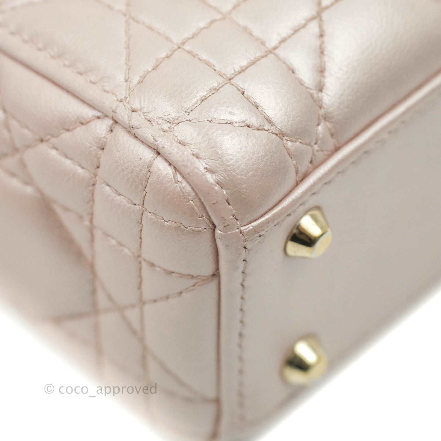 Christian Dior Mini Lady Dior Iridescent Light Pink Cannage Gold Hardware