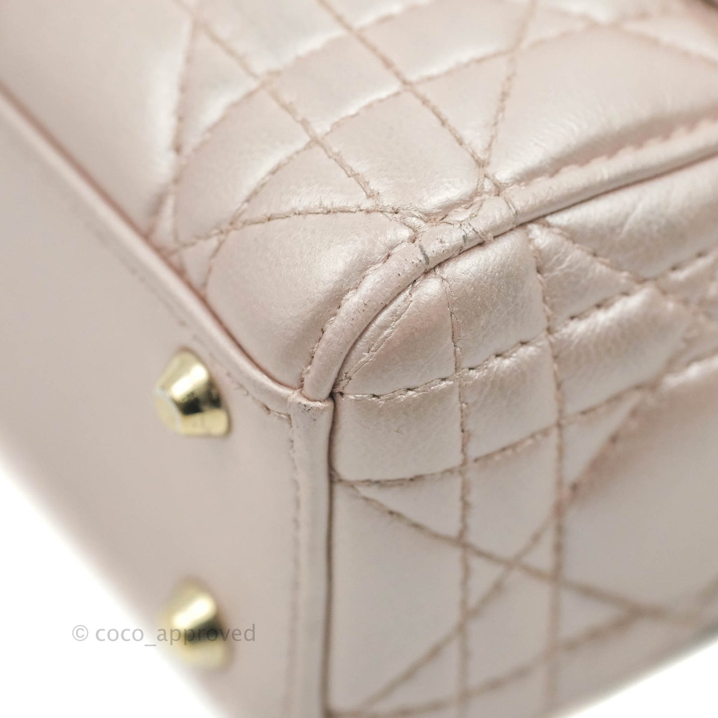 Christian Dior Mini Lady Dior Iridescent Light Pink Cannage Gold Hardware