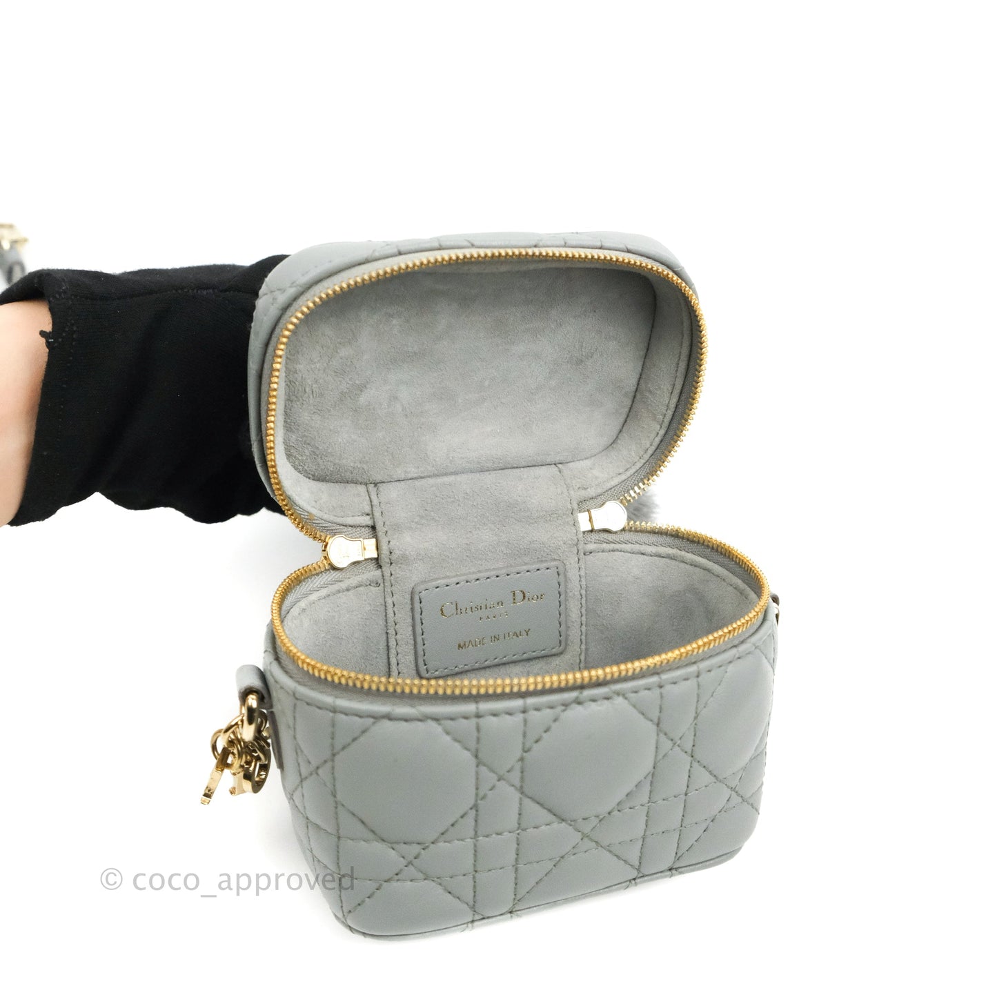 Christian Dior Micro Lady Dior Vanity Case Cloud Blue Cannage Lambskin