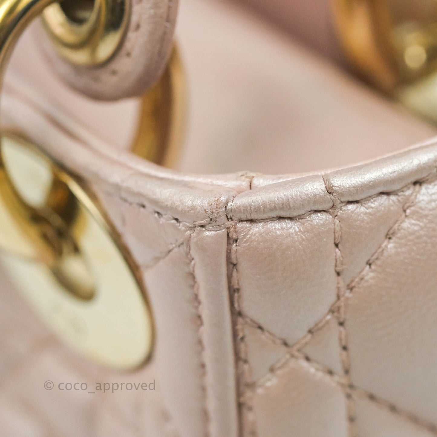 Christian Dior Mini Lady Dior Iridescent Light Pink Cannage Gold Hardware