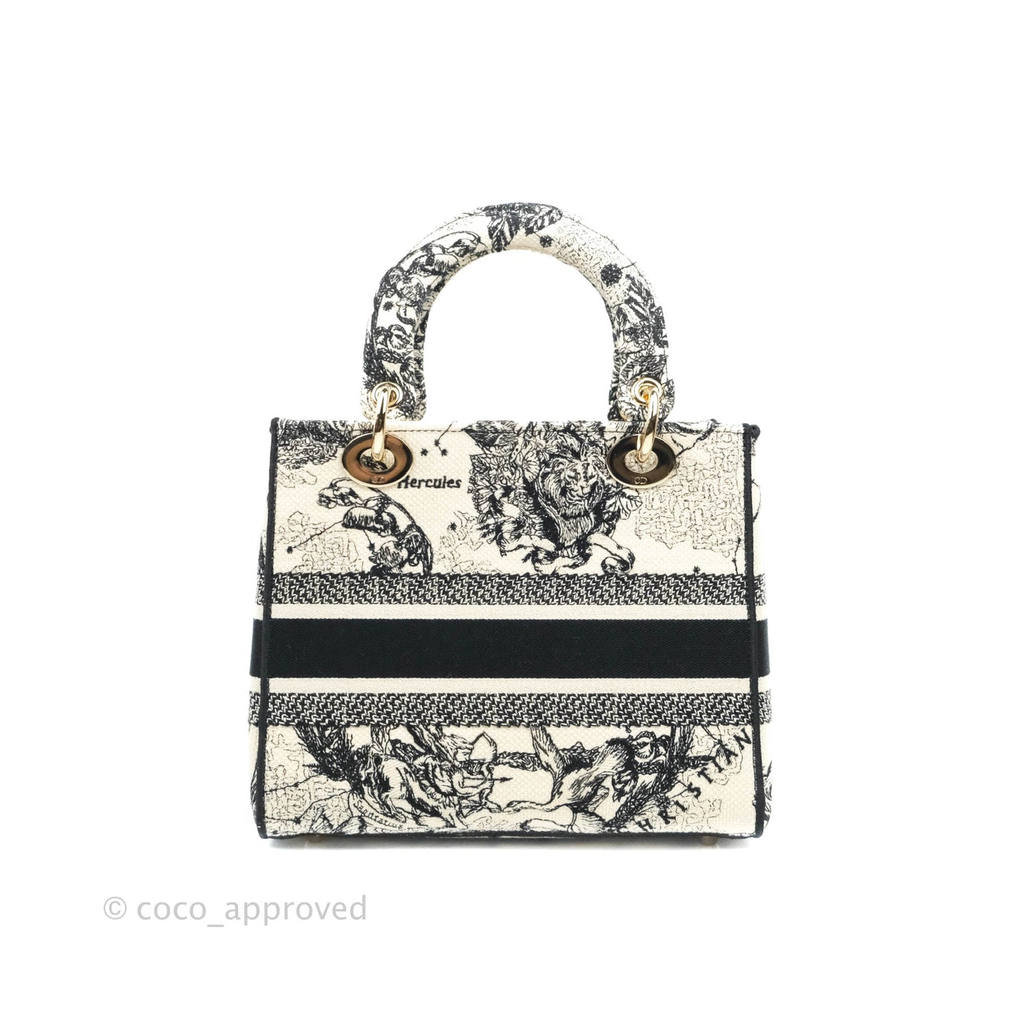 Christian Dior Medium Lady D-Lite Toile de Jouy Zodiac Embroidery Gold Hardware