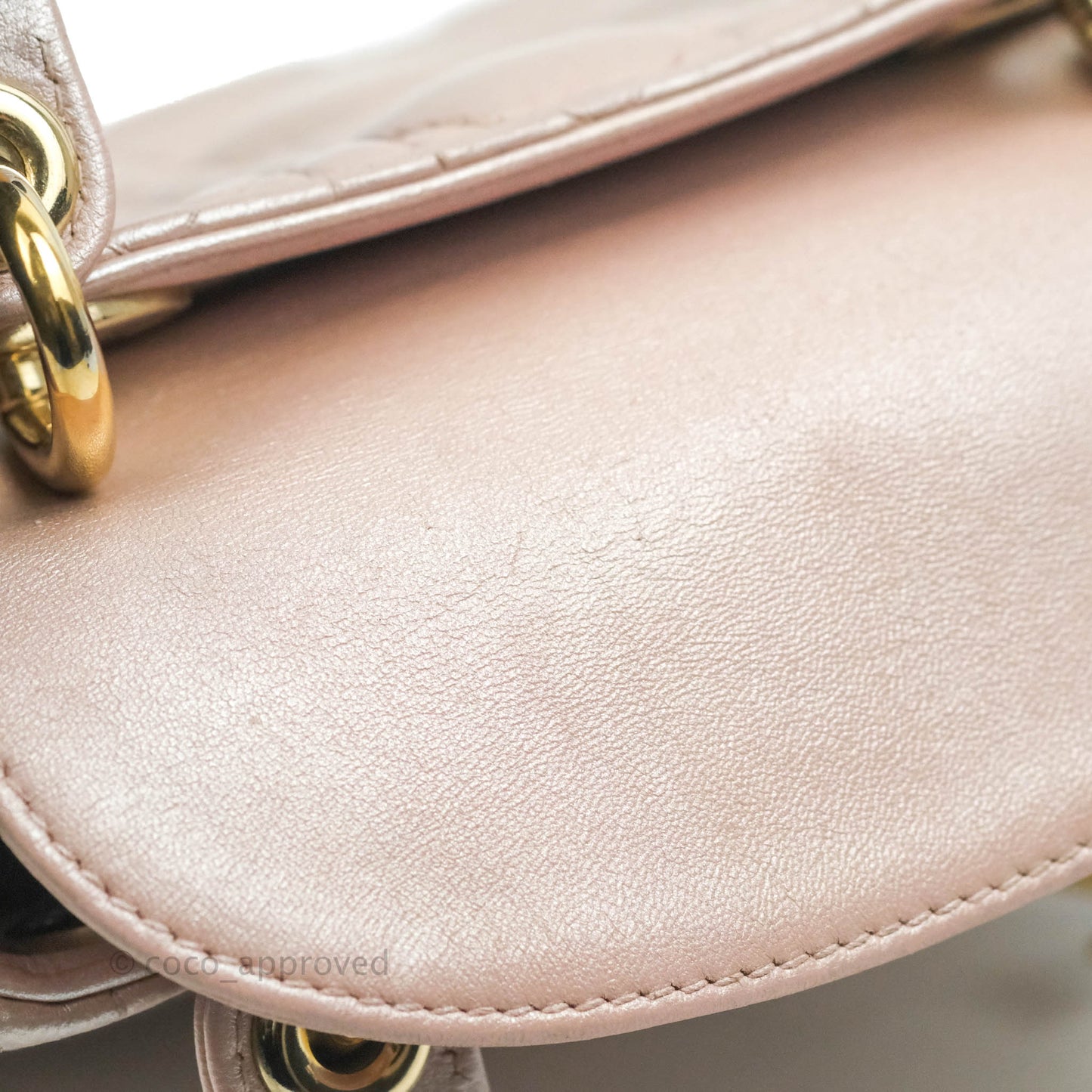 Christian Dior Mini Lady Dior Iridescent Light Pink Cannage Gold Hardware