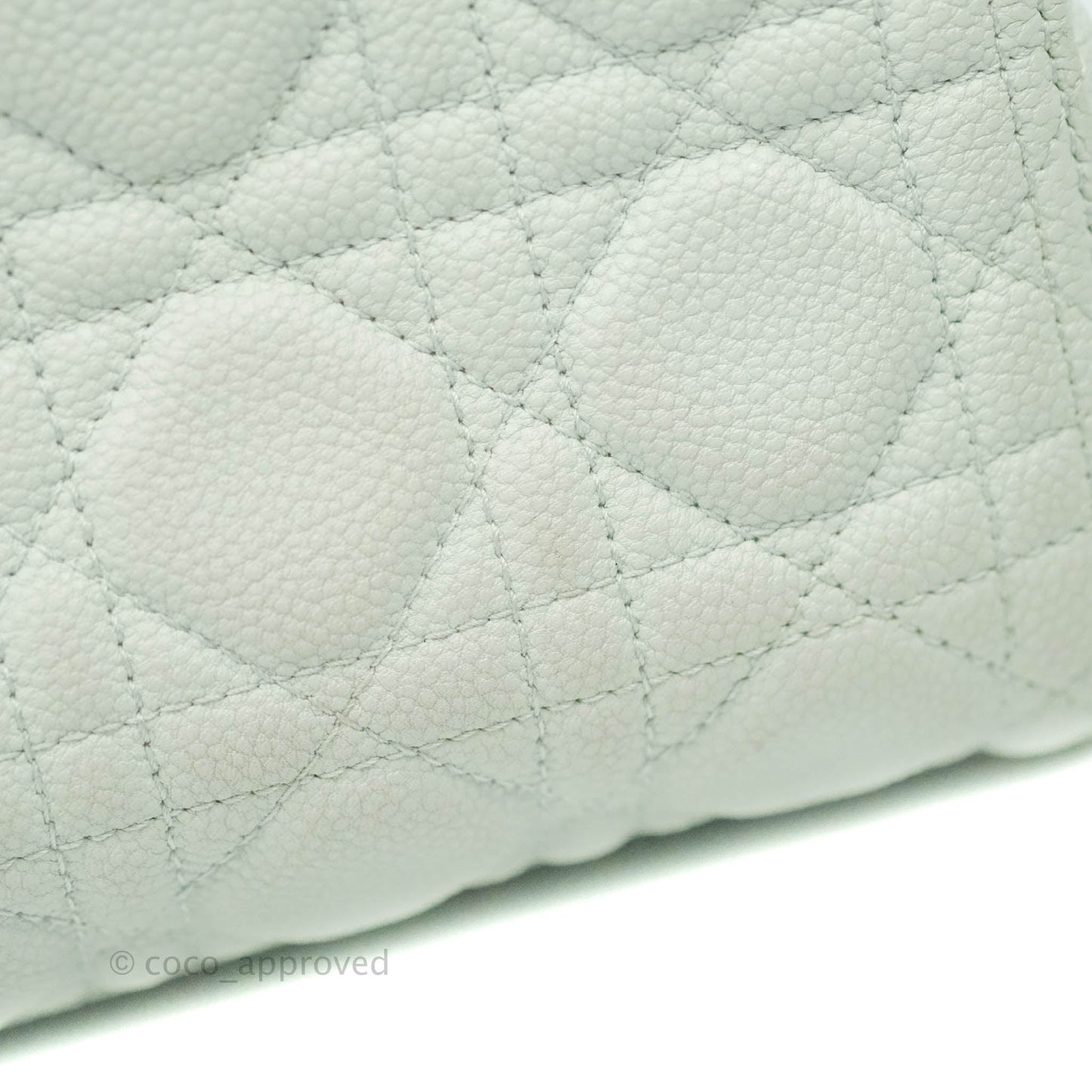 Christian Dior Medium Lady Dior Light Mint Grained Leather Silver Hardware