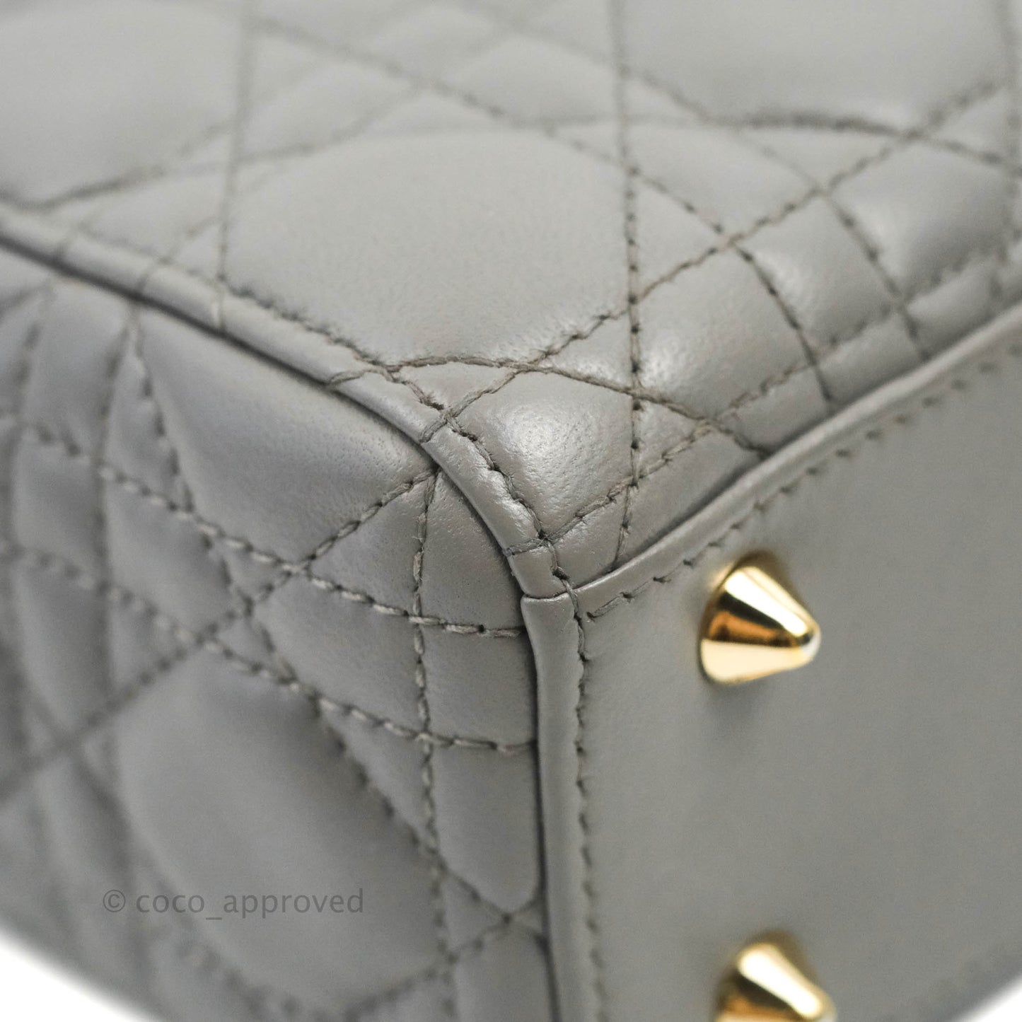 Christian Dior Lambskin My ABCDior Lady Dior Grey Gold Hardware