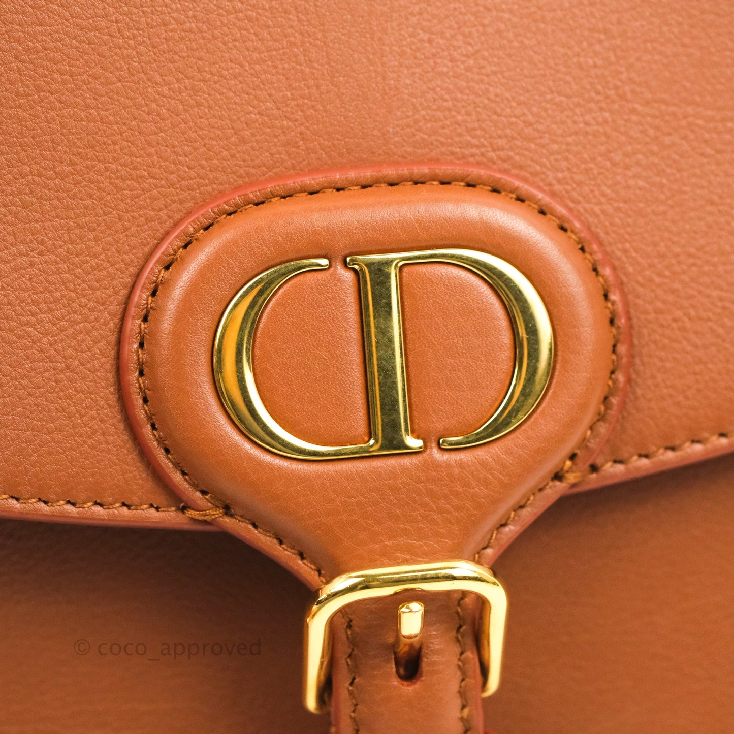 Dior Medium Whipstitched Bobby Bag Brown Grained Calfskin Gold Hardware