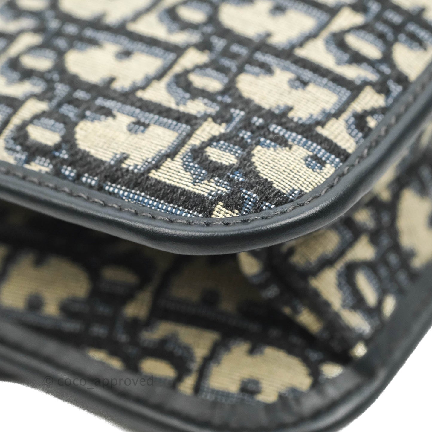 Christian Dior Oblique Small DiorAddict Flap Bag Navy Blue Aged Gold Hardware