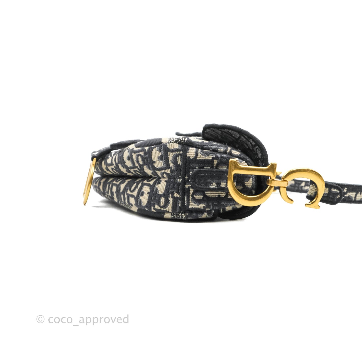 Christian Dior Navy Saddle Bag Dior Oblique Embroidery Gold Hardware