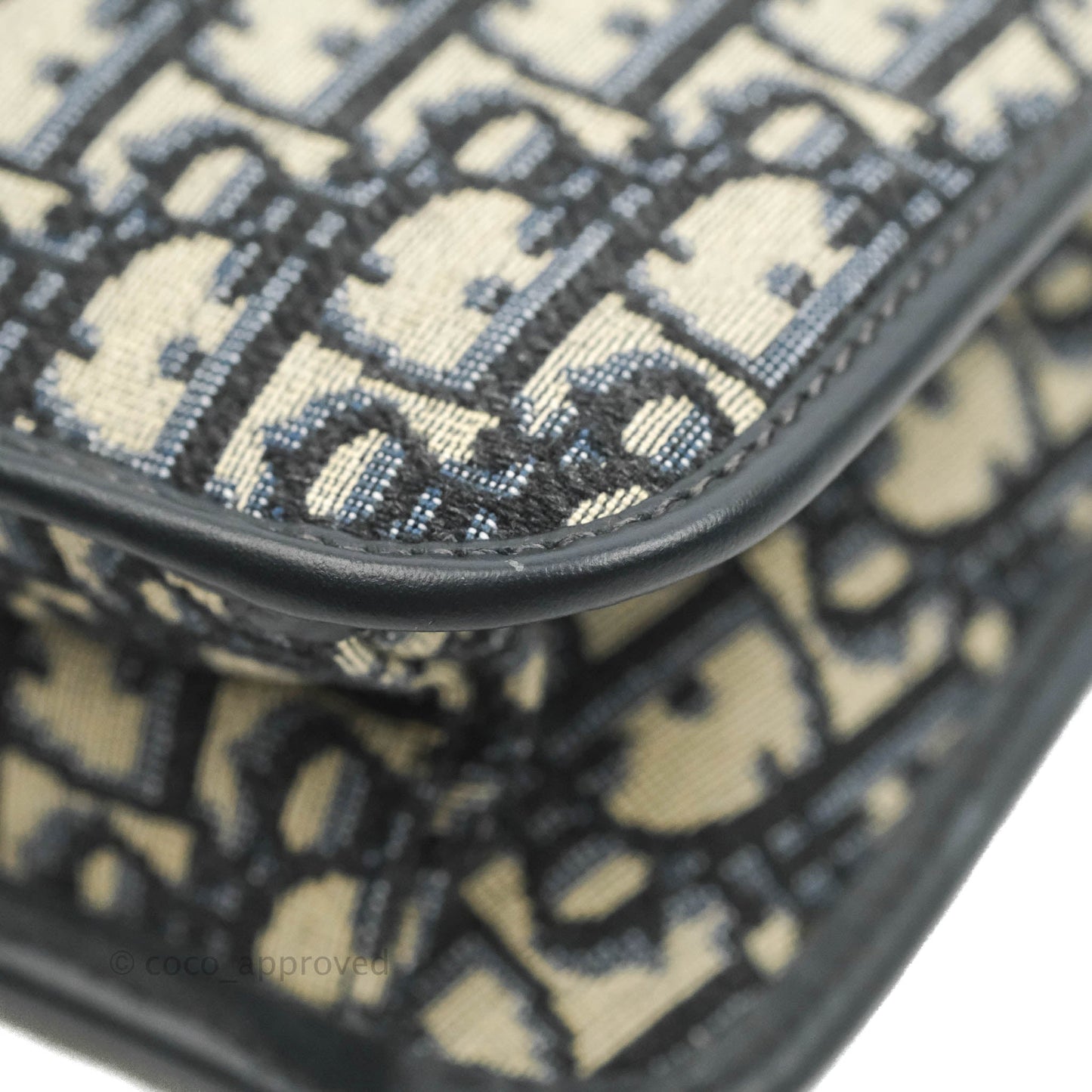 Christian Dior Oblique Small DiorAddict Flap Bag Navy Blue Aged Gold Hardware