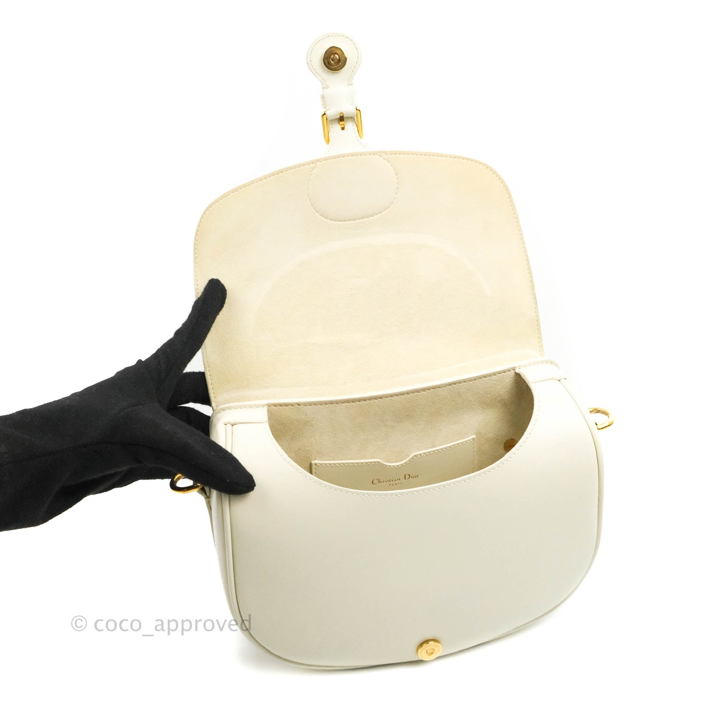 Dior Medium Bobby Bag Off White Calfskin Gold Hardware
